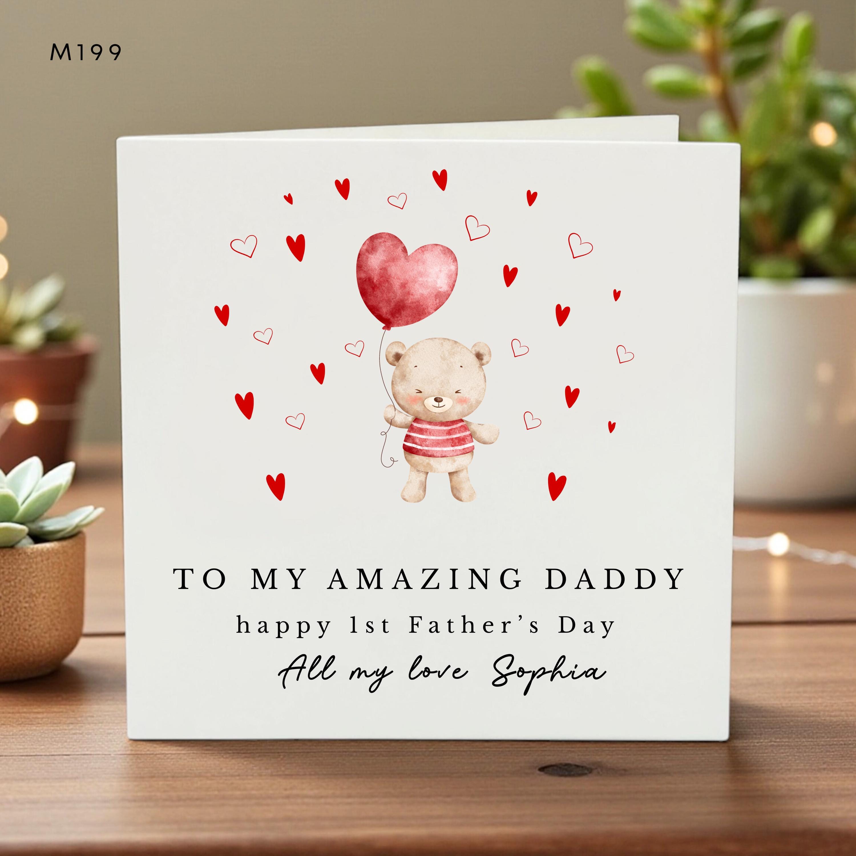 Happy 1st Father’s Day Card, Cute Teddy Dad Greeting, Personalized Daddy Card from Child, Heartfelt First Fathers Day Gift