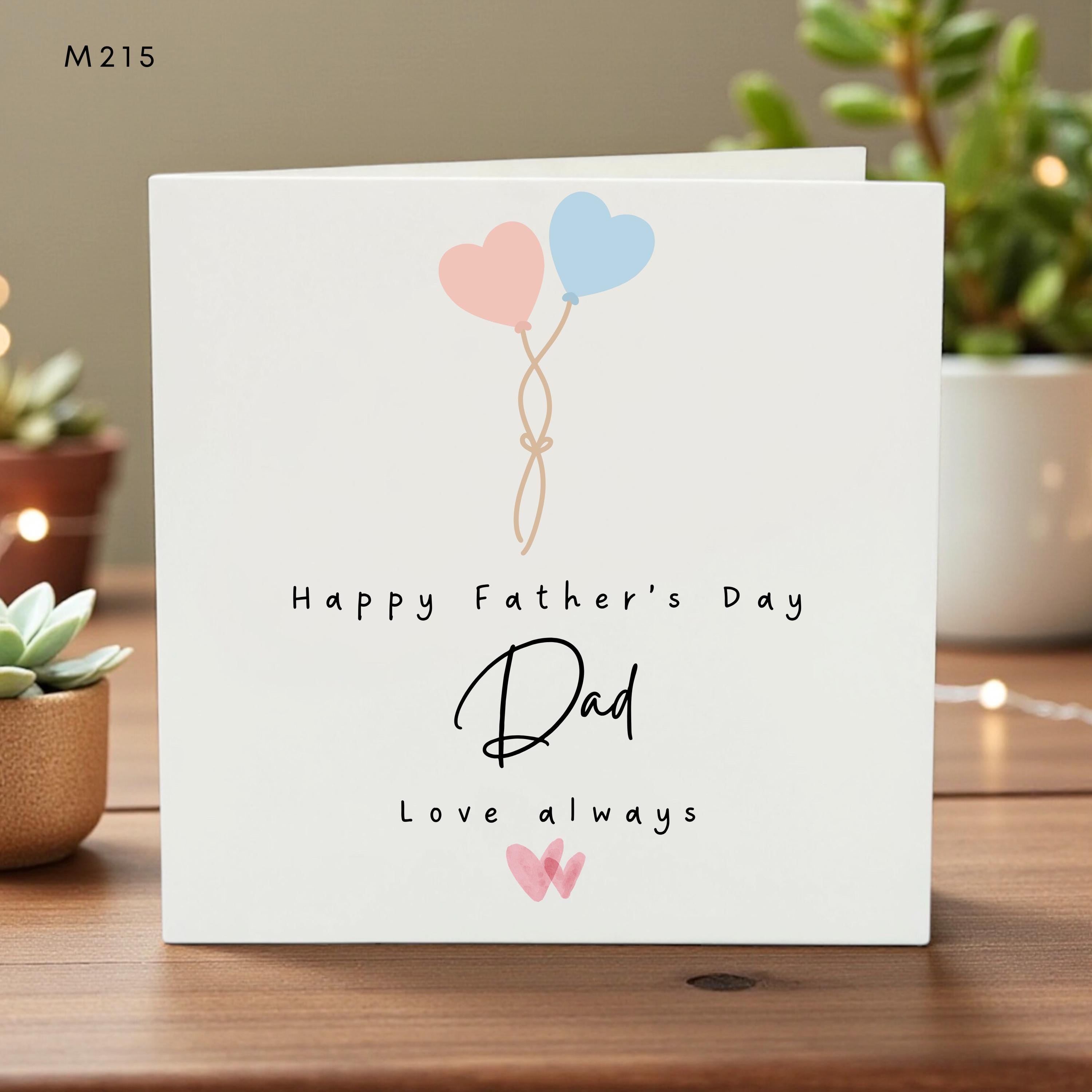 Personalized Father’s Day Card, Love You Dad Greeting, Custom Dad Card from Kids, Cute Balloon Design, Heartfelt Dad Gift, Card