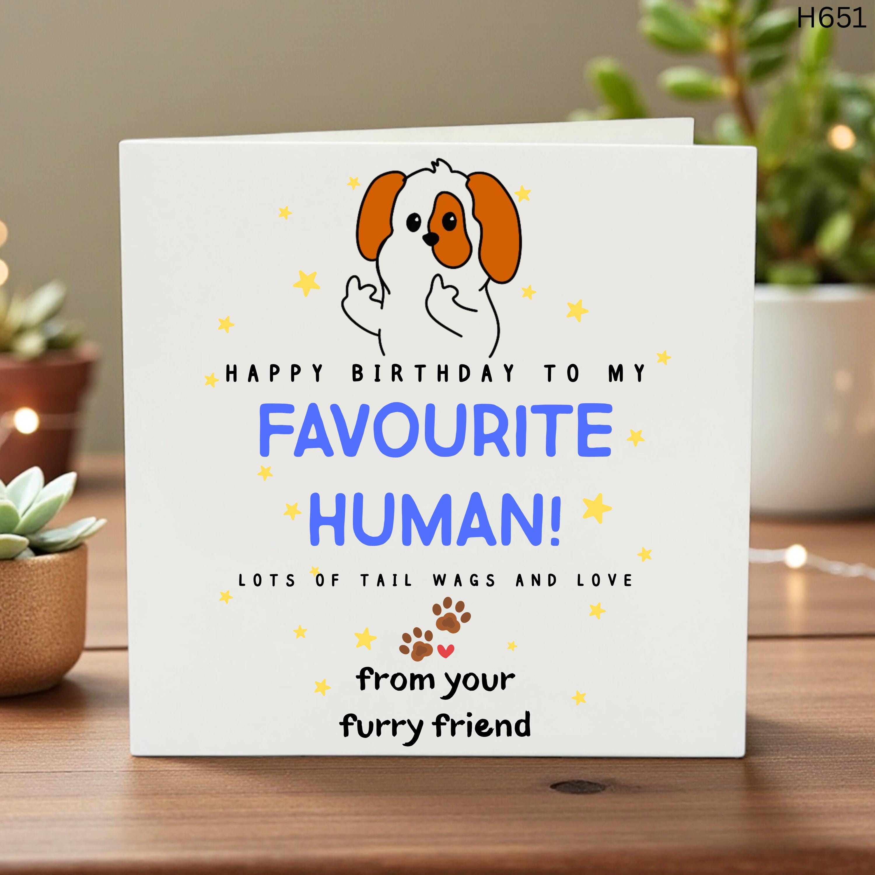 Birthday Card from Dog, Funny Birthday Card for Human, Dog Lover Gift, Favourite Human Card, Cute Puppy Birthday Card, Pet Owner Gift, Dog