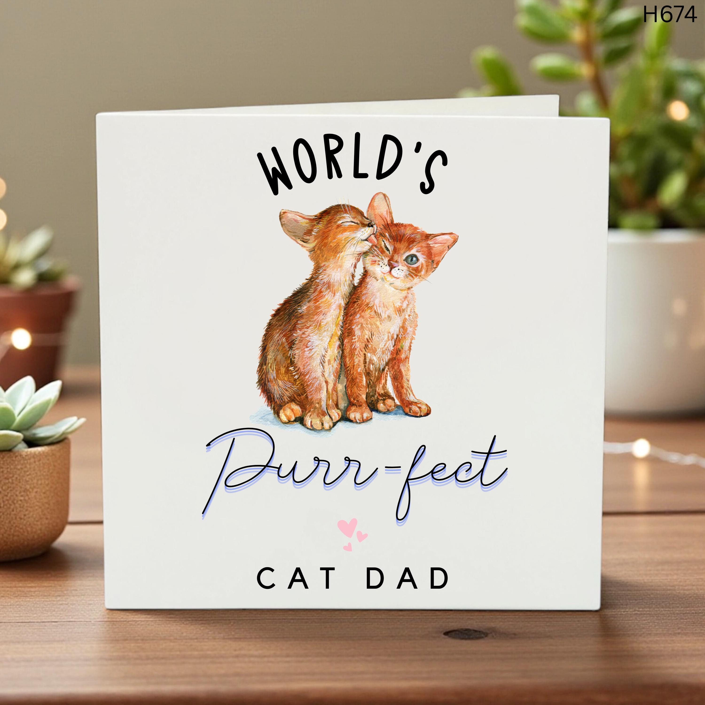 Cat Dad Birthday Card, Worlds Purr-fect Cat Dad, Funny Cat Card, Gift for Cat Dad, Cat Lover Birthday, Cute Cat Greeting Card, Fatherās