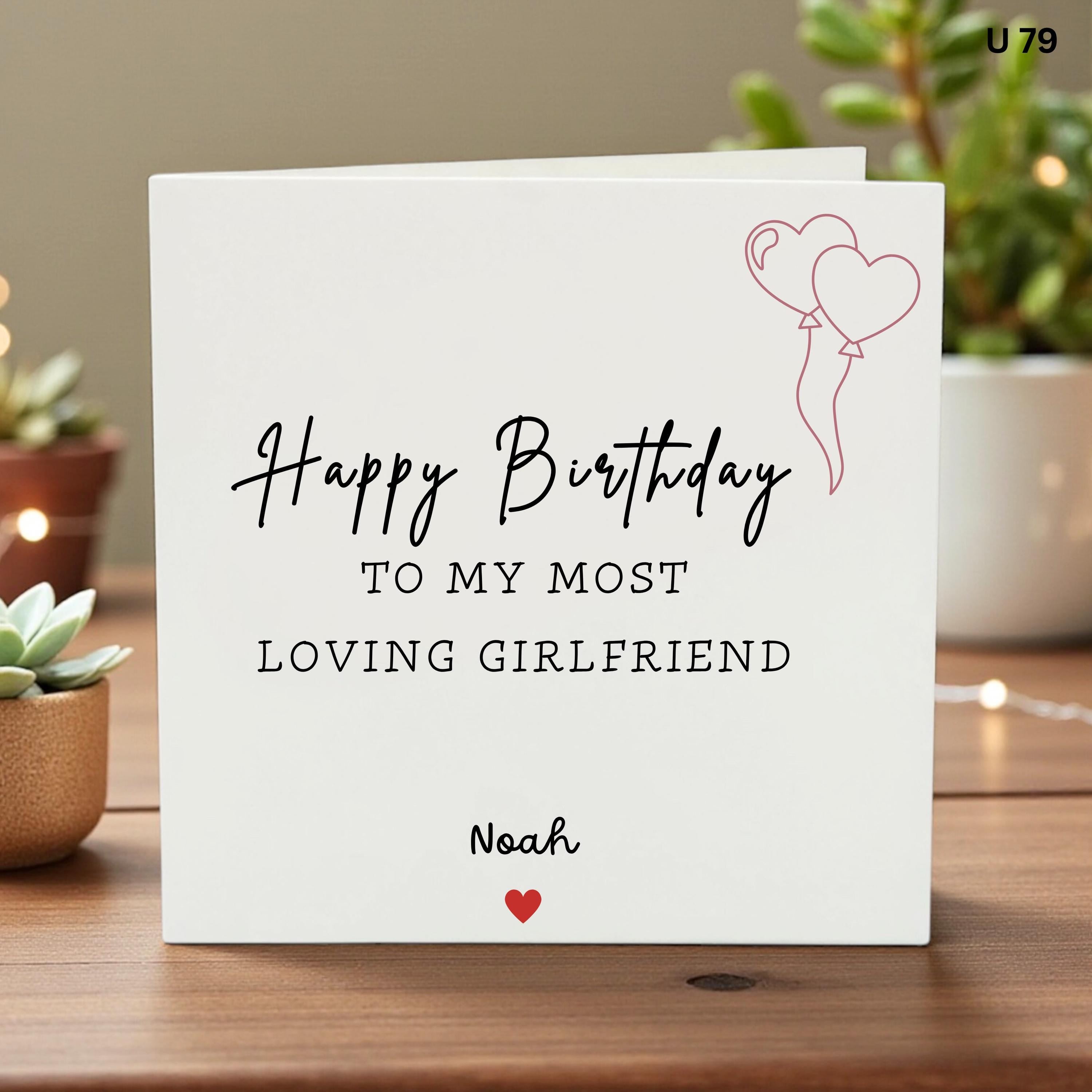 Personalized Birthday Card for Girlfriend, Romantic Birthday Gift, Custom Card , Girlfriend Birthday Card, Anniversary Card for Her