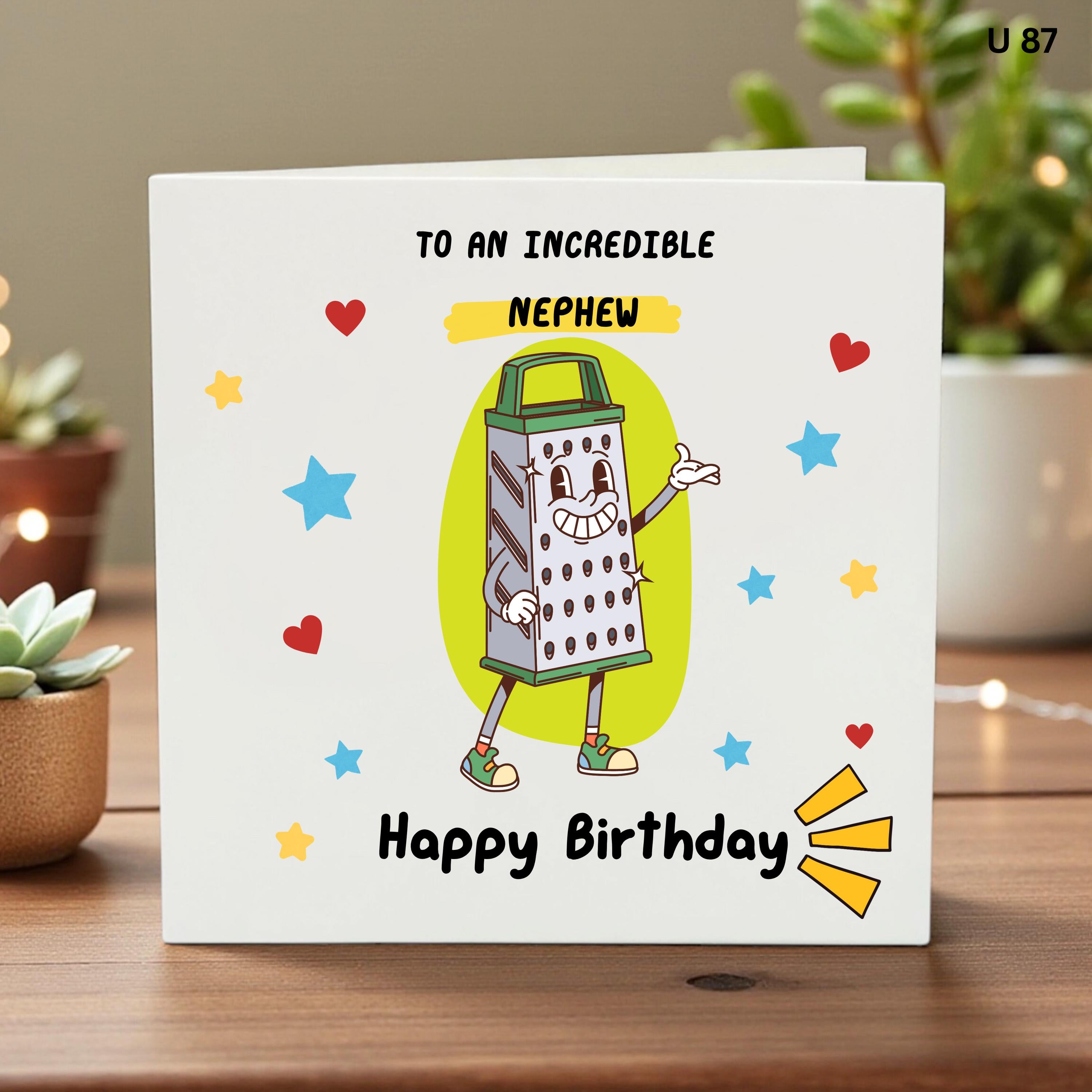 Personalized Nephew Birthday Card, Funny Grater Pun Greeting Card for Him, Milestone Birthday Gift, Unique Cute Nephew Bday Card for Son
