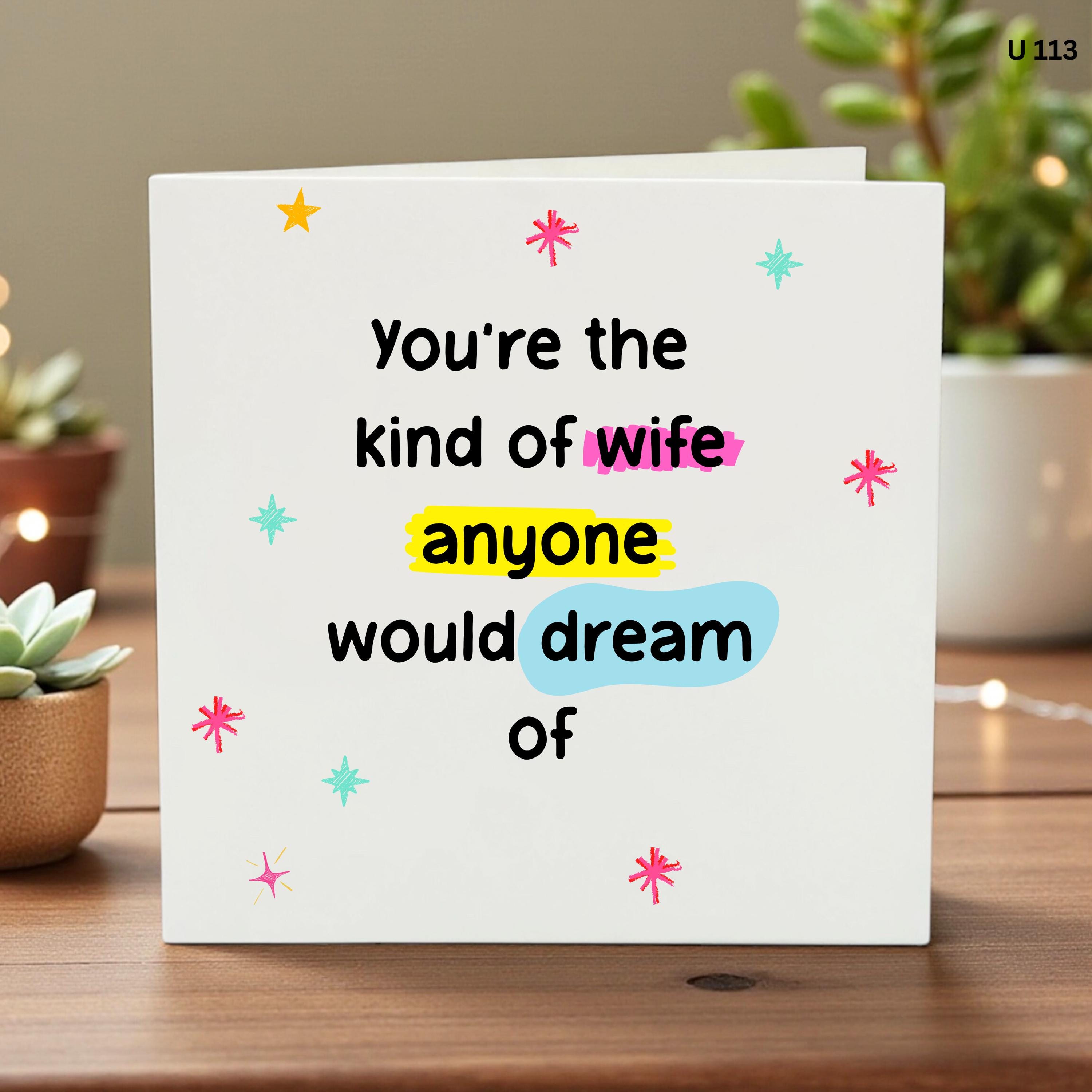 Wife Card, Romantic Card For Wife, Birthday Card For Wife, Anniversary Card, Love Note For Wife, Thoughtful Wife Gift, Just Because Card