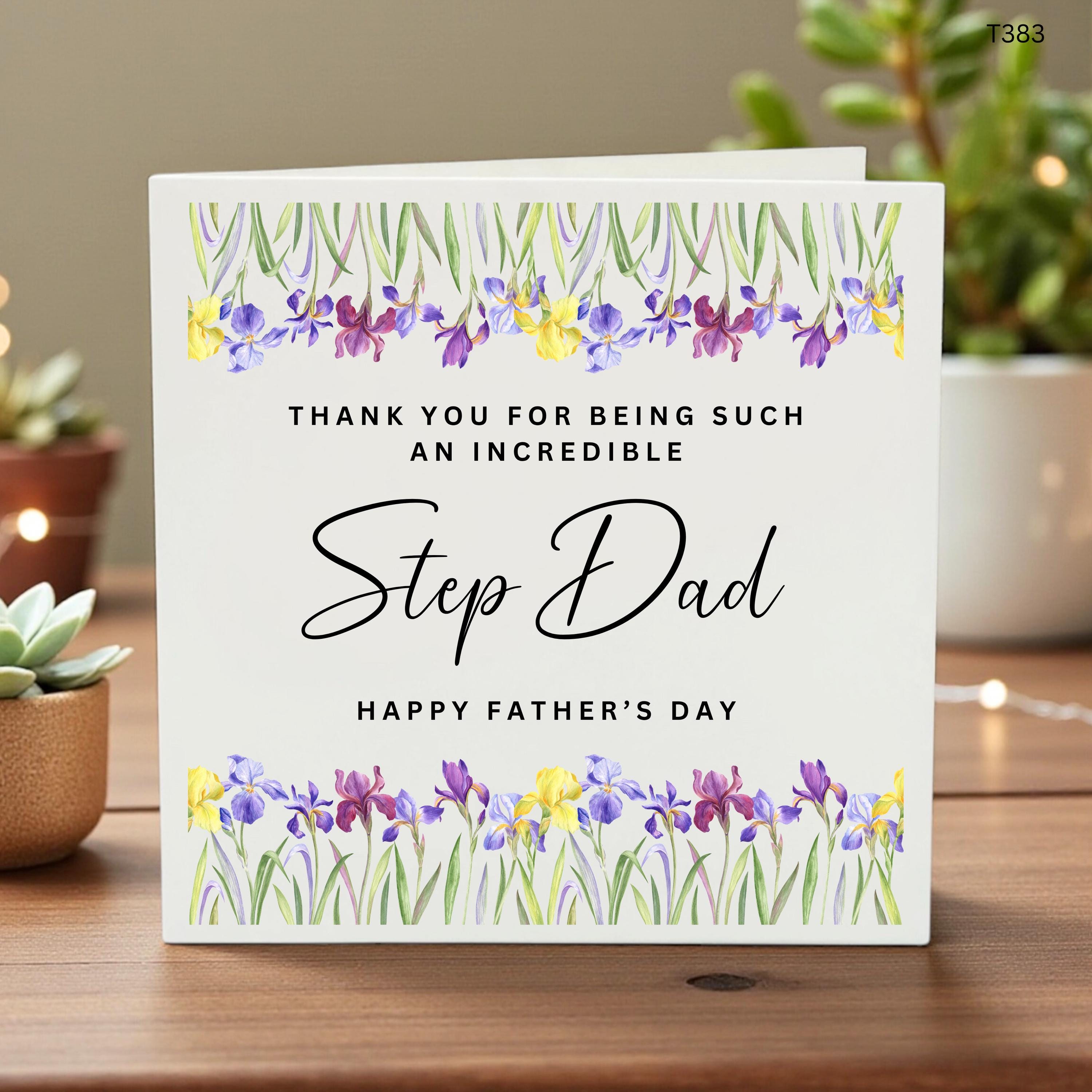 Step Dad Father’s Day Card, Personalized Thank You Card, Floral Design, Stepdad Gift, Daddy Appreciation, Milestone Keepsake