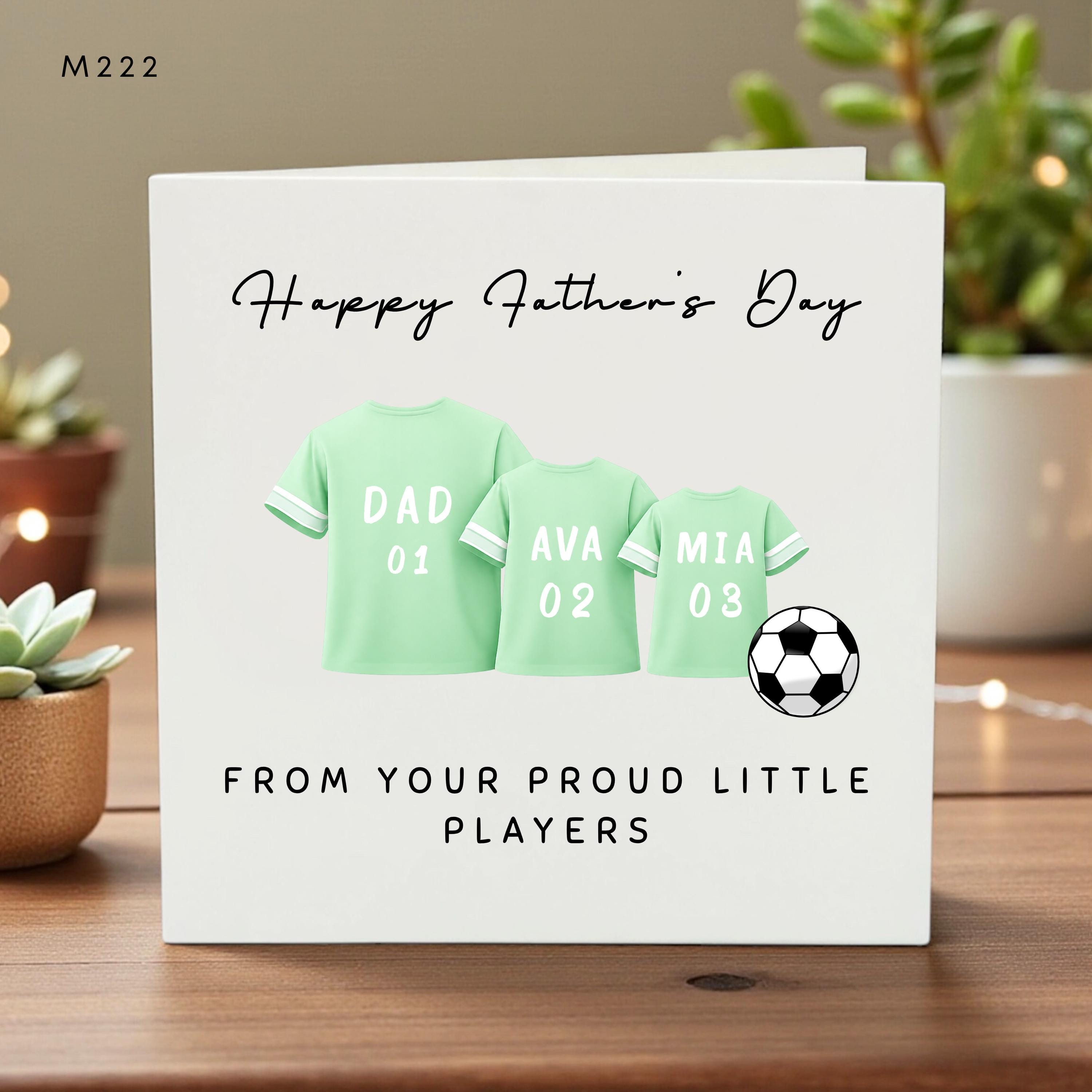 Personalized Father’s Day Card for Dad, Soccer Team Jersey Design, Custom Names, Kids Gift, Sports Family Card, First Fathers Day