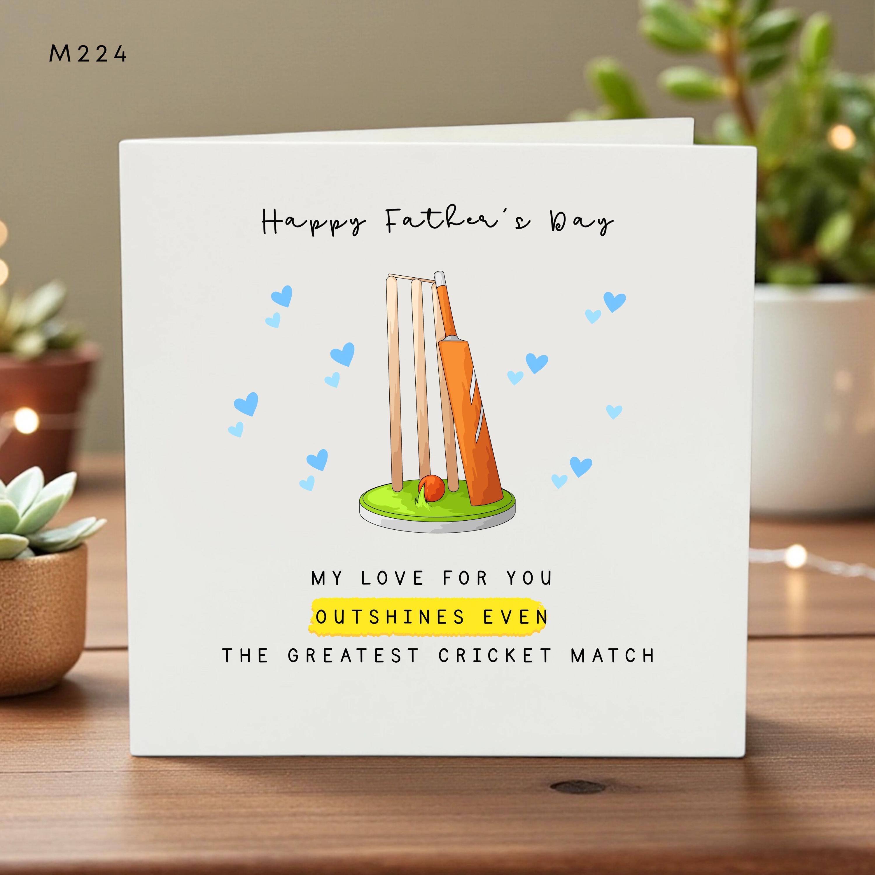 Personalized Father’s Day Card for Dad, Cricket Theme, Custom Name, Kids Gift, Sports Lover Card, Cricket Dad Keepsake