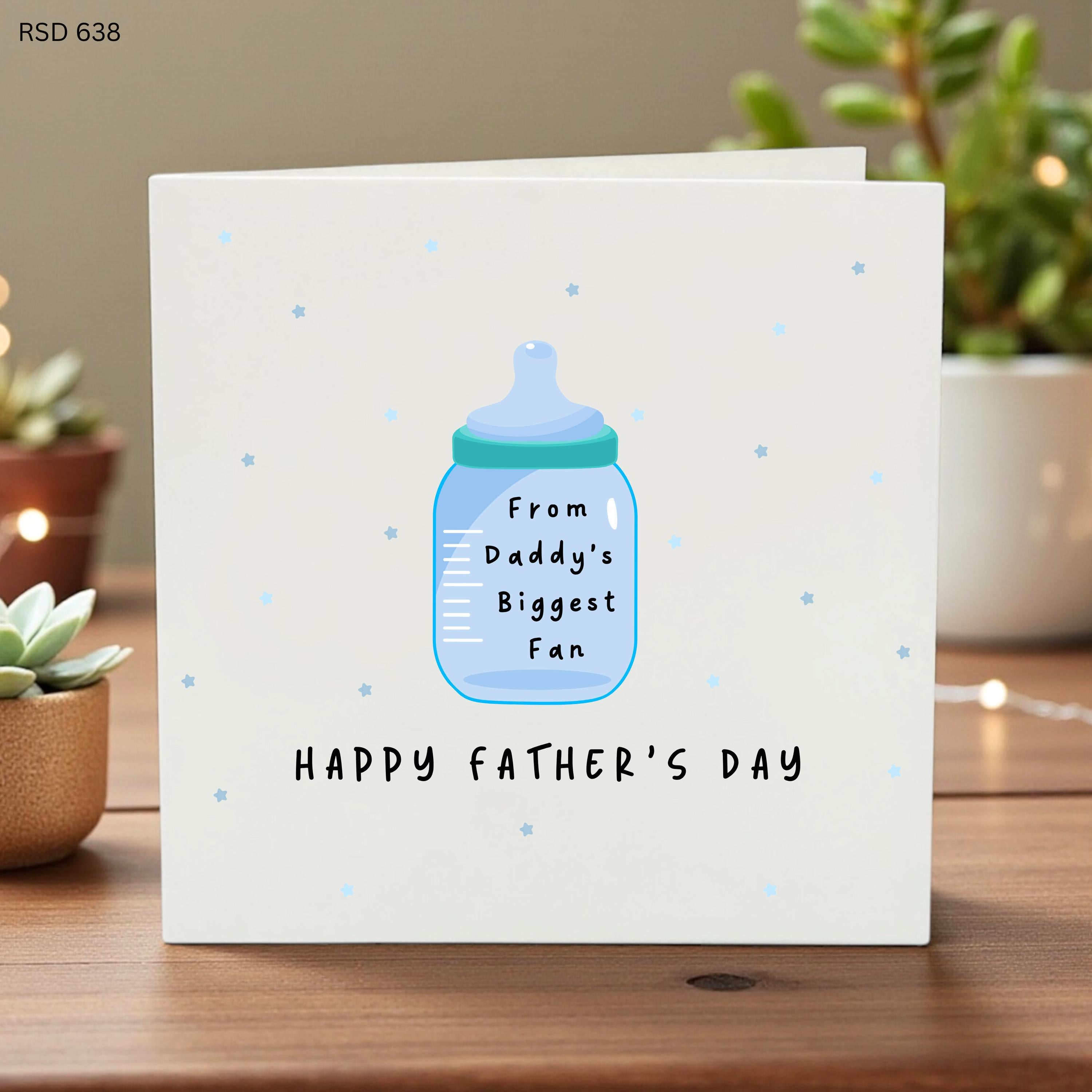 Funny Father’s Day Card from Baby, Daddy’s Biggest Fan Card, Cute Blue Baby Bottle Card, Humorous Dad Gift, New Dad Keepsake