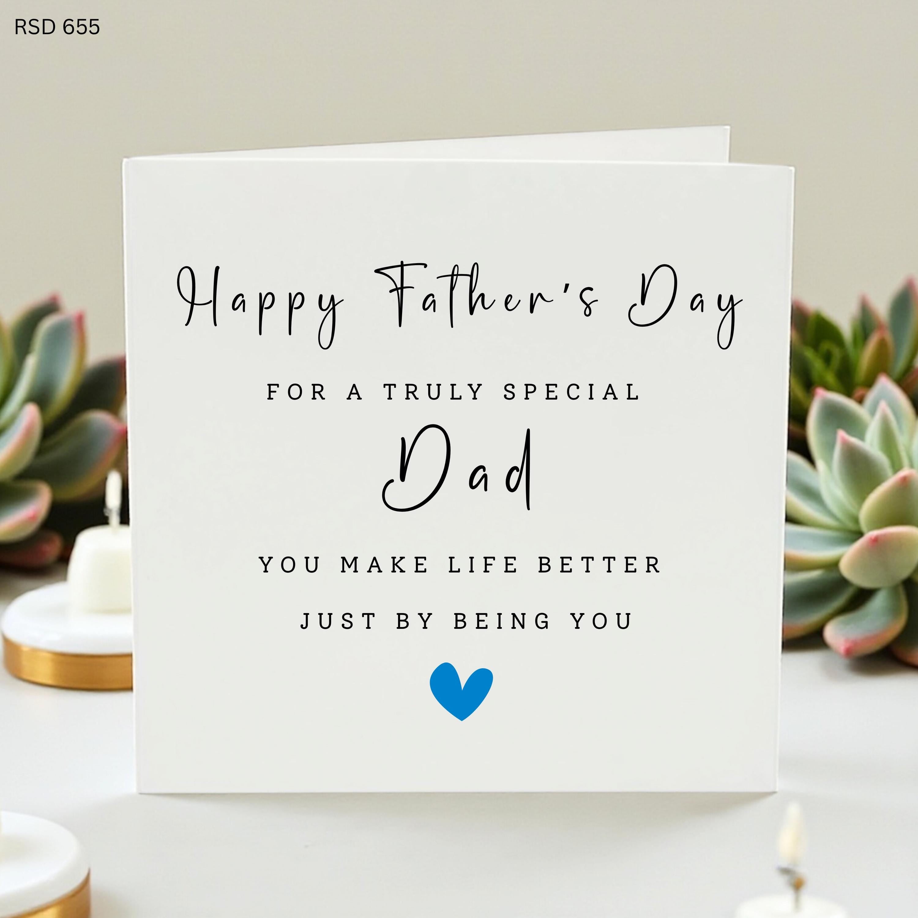 Daddy Father’s Day Card, Blue Heart Design, You Make Life Better, Personalized Dad Card, Family Gift, Love Laughs Cuddles