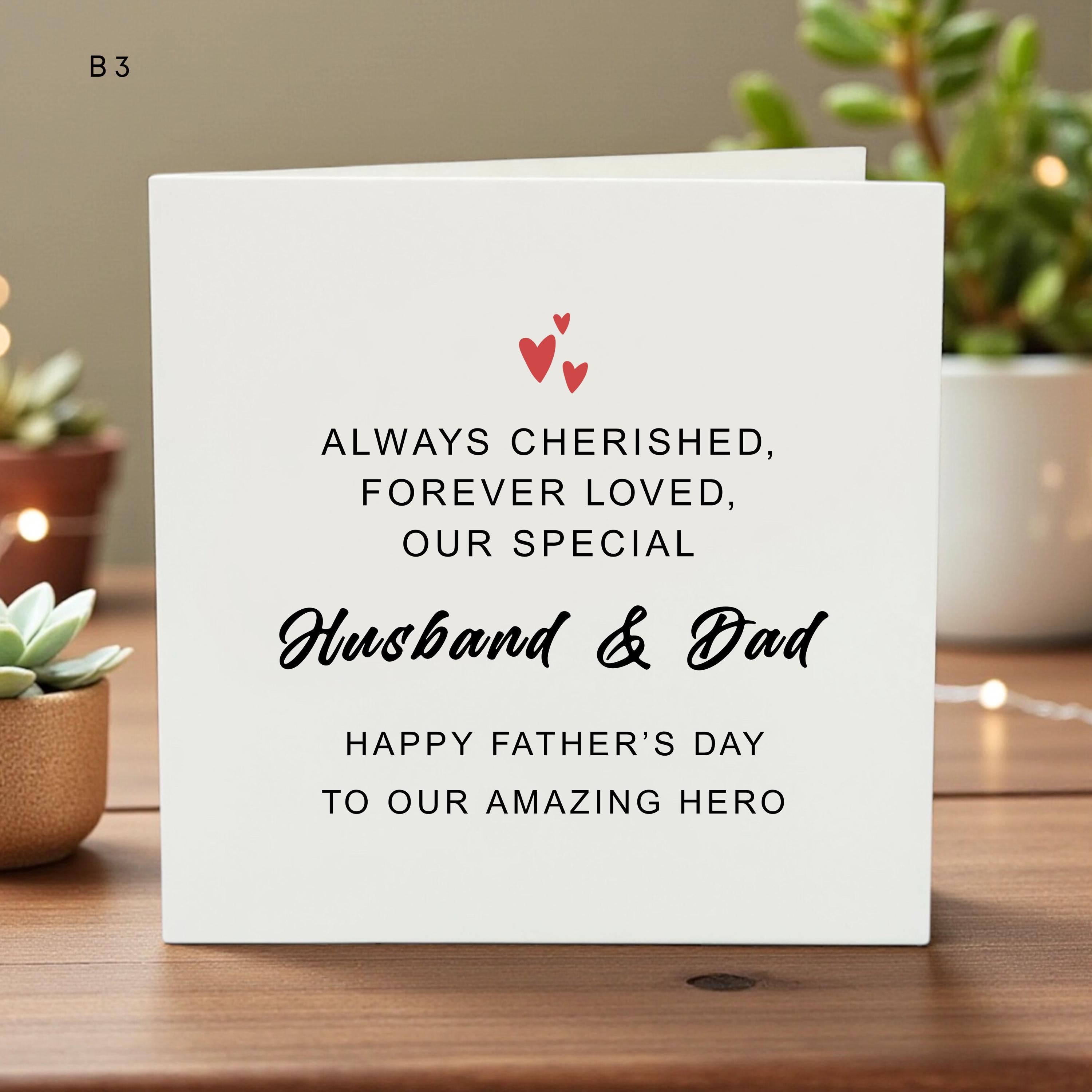 Father’s Day Card for Husband & Dad, Always Cherished Loved Card, Special Dad Greeting, Personalized Family Card, Heartfelt Gift
