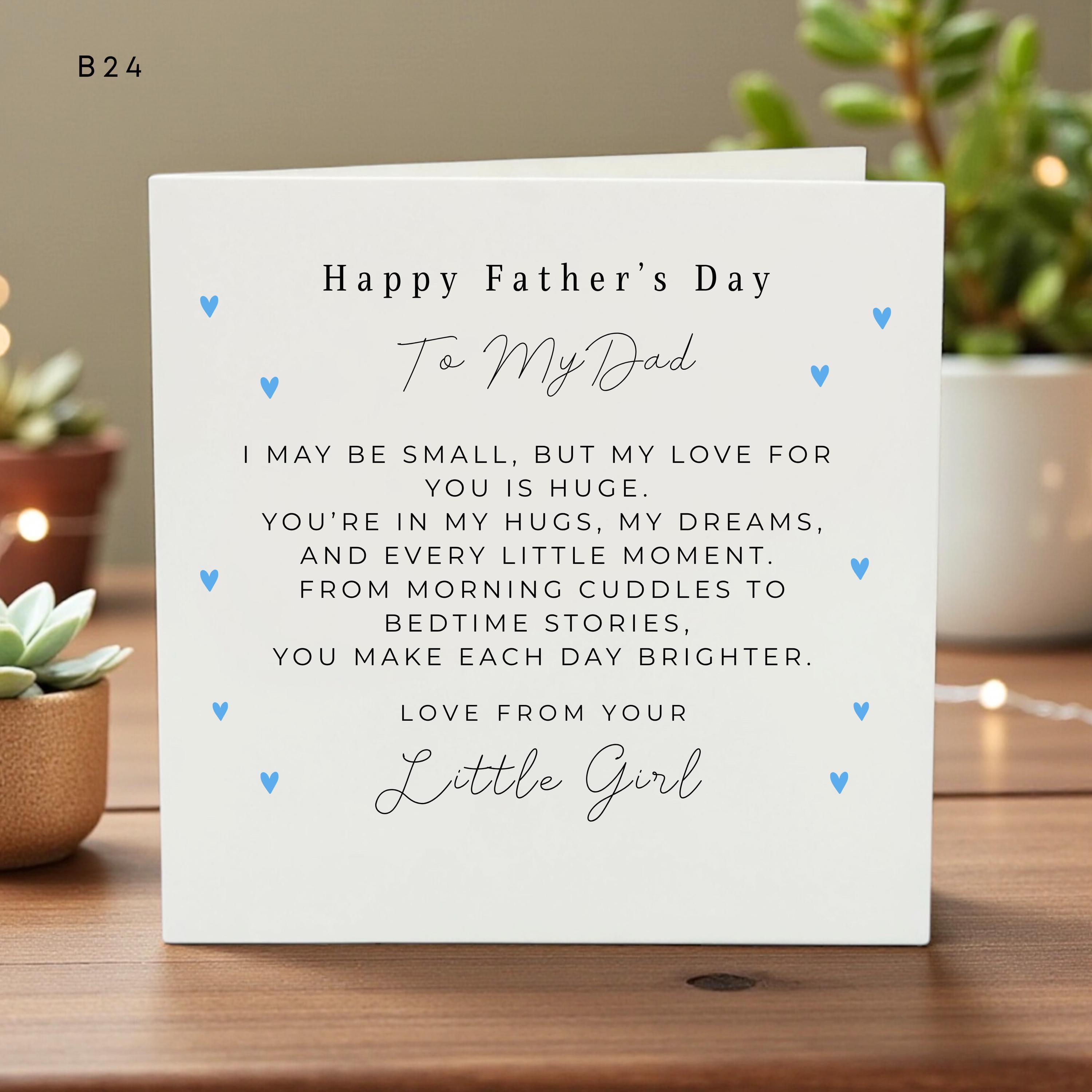 Personalized Father’s Day Card, To My Dad, Sweet Daughter Message, Custom Name Card, Love from Daughter, Handmade Kids Card