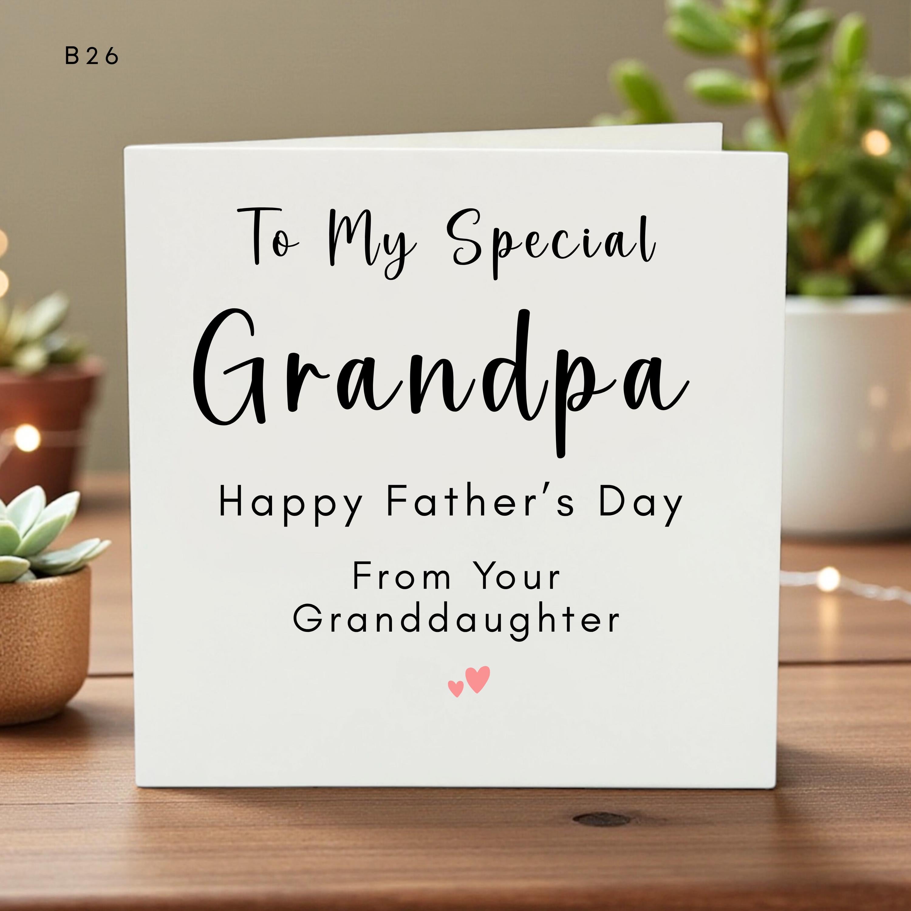 Personalized Grandpa Father's Day Card, From Granddaughter, Cute Heart Design, Custom Name Card, Kids Handmade Gift, Fun Grandpa Card
