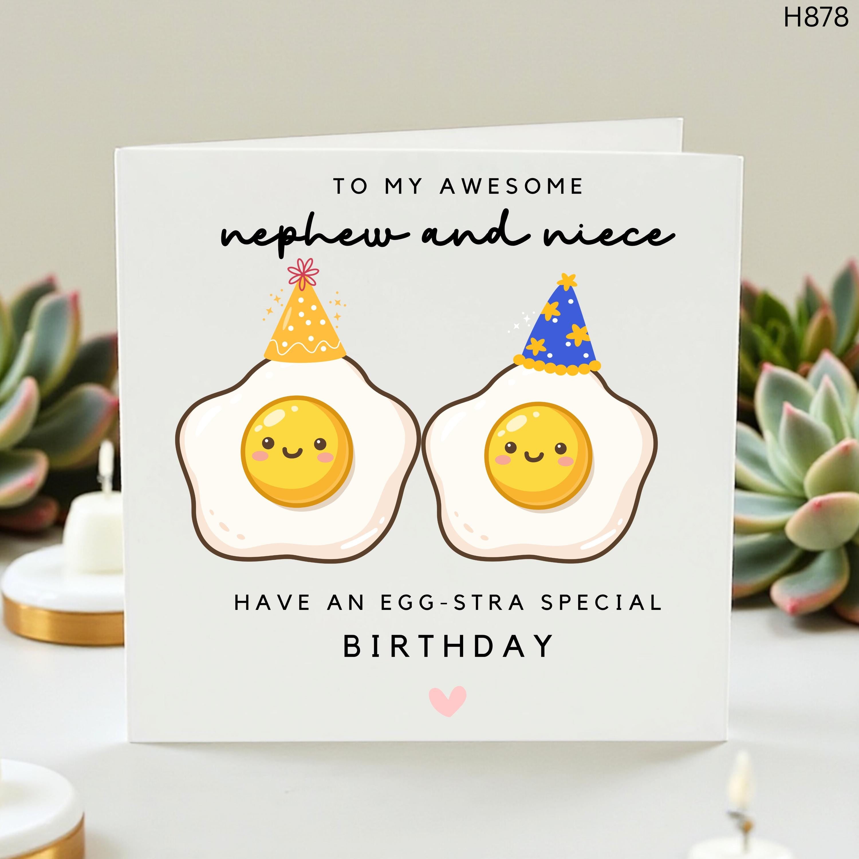 Birthday Card for Nephew and Niece, Funny Egg Pun Birthday Card, Have an Egg-stra Special Birthday, Cute Joint Birthday Card for Siblings