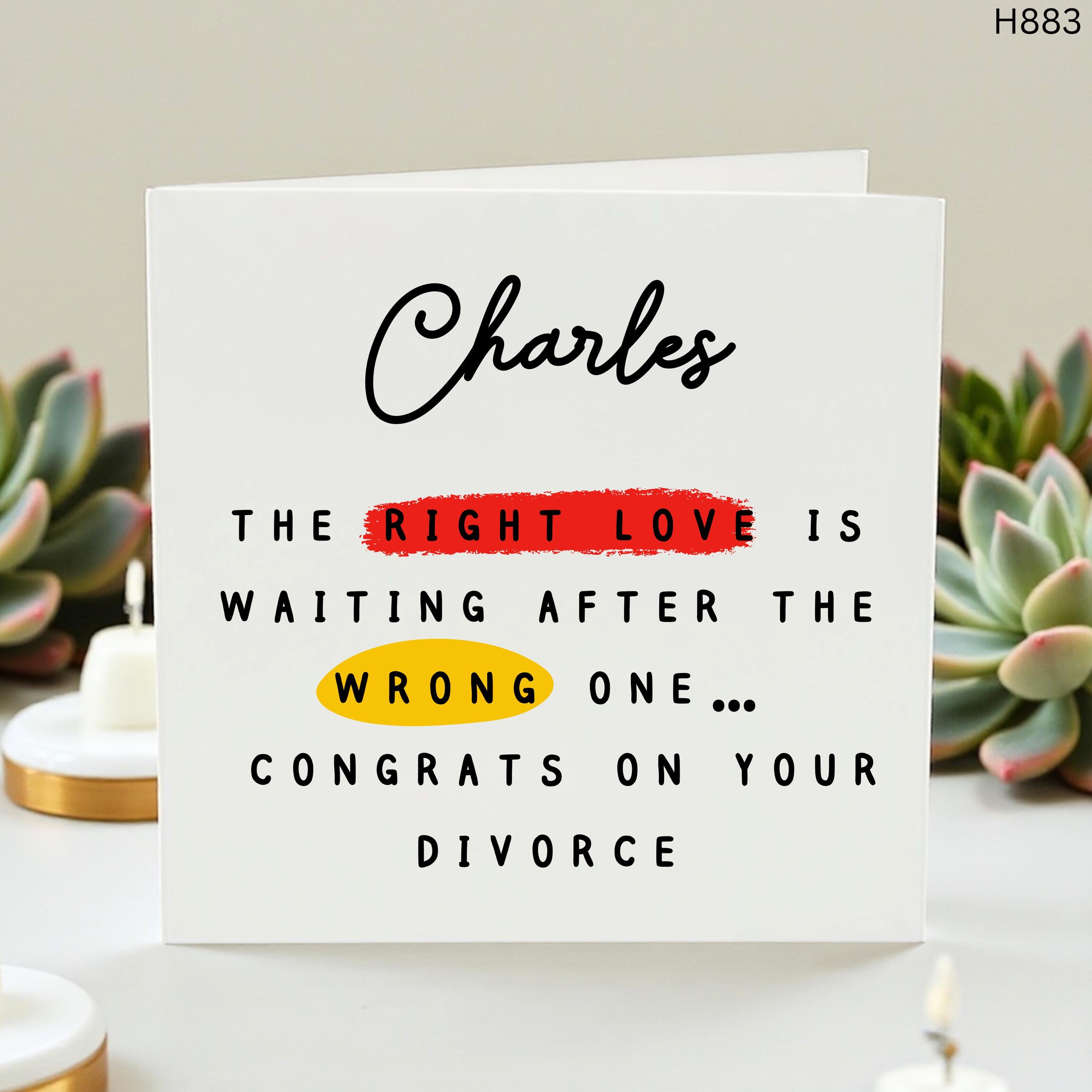Funny Divorce Card - Sometimes the Love of Your Life Comes After the Mistake of Your Life - Congrats on the Divorce - Humorous Divorce Gift"