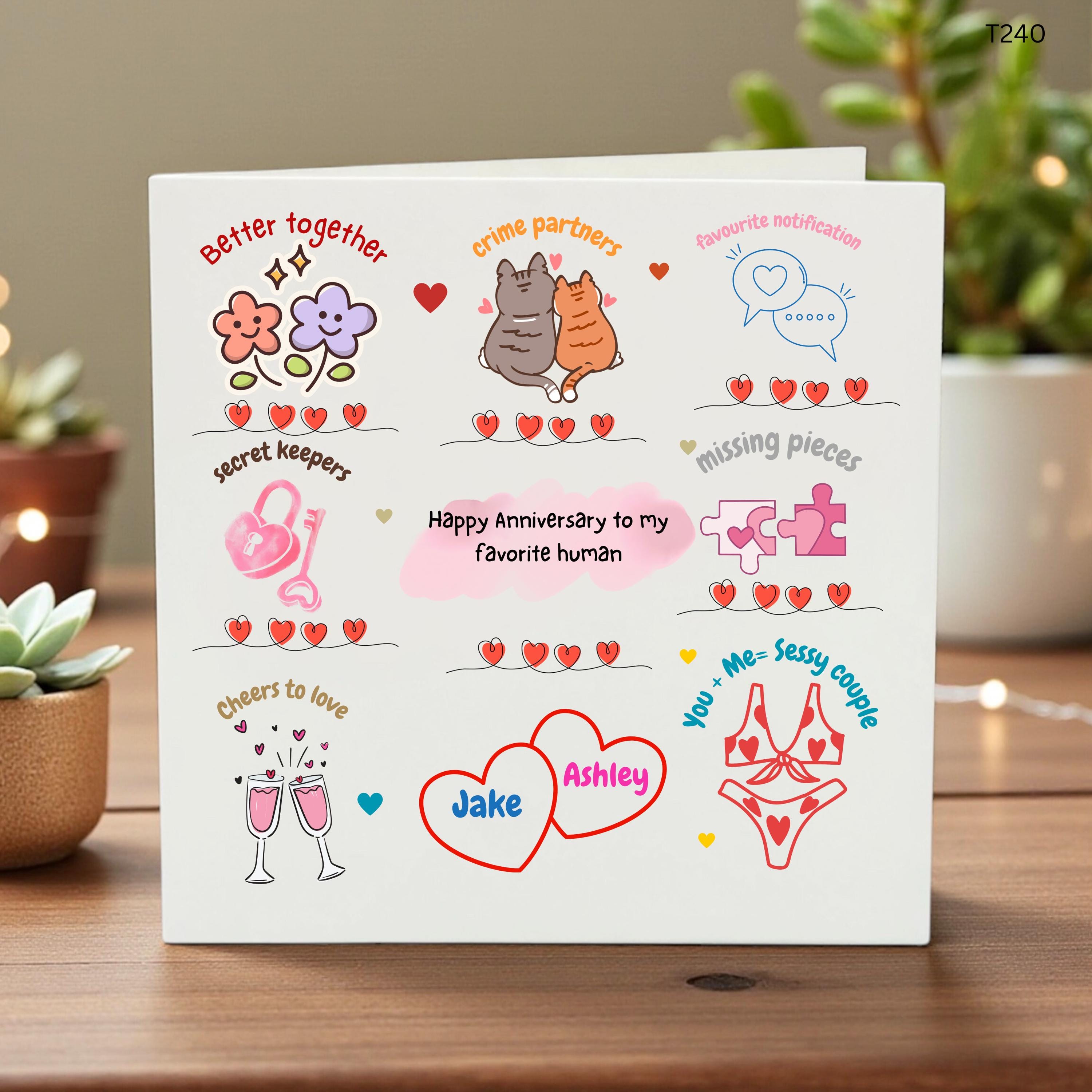 Personalized Anniversary Card for Couple, Custom Names Anniversary Gift for Husband Wife, Cute Anniversary Card for Boyfriend Girlfriend