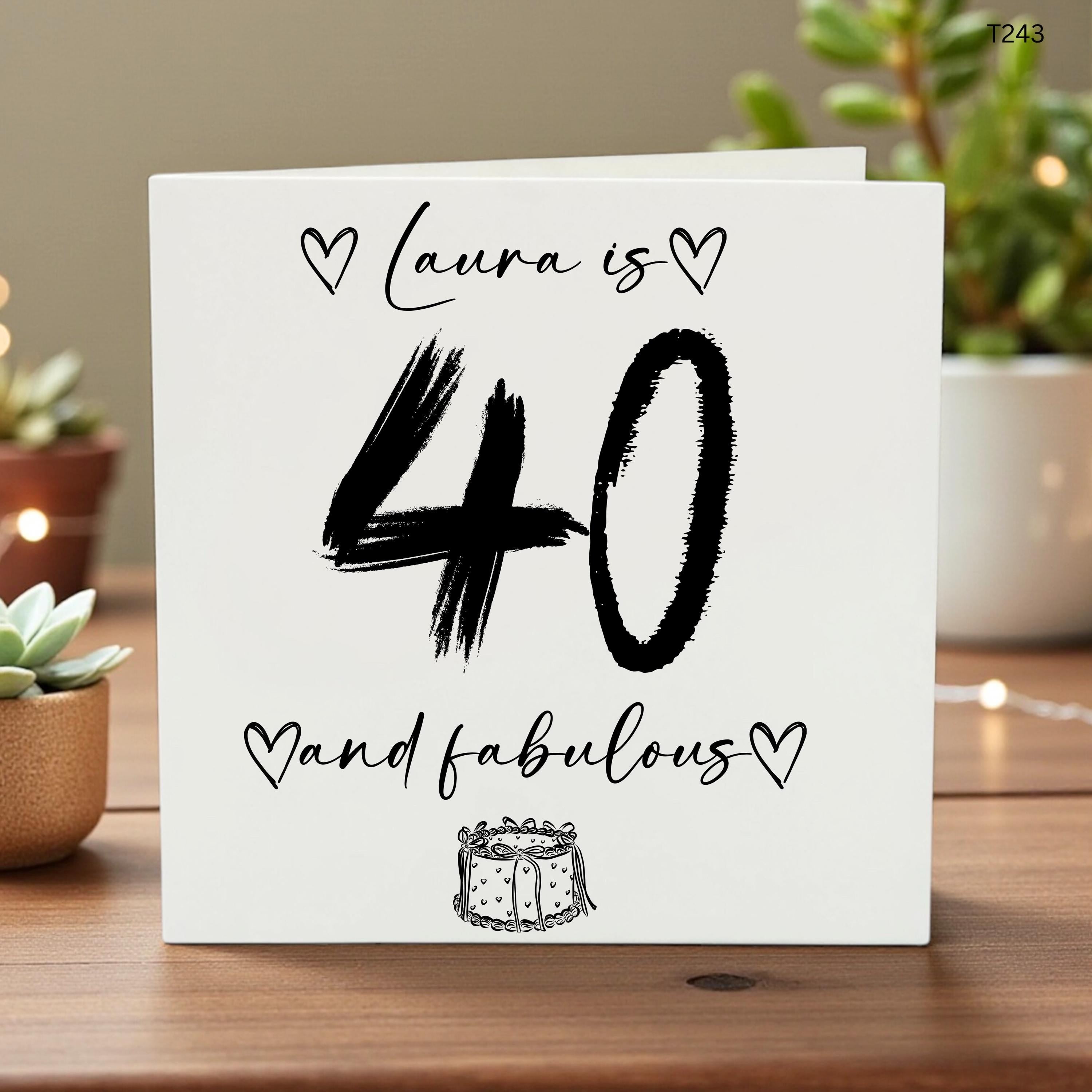 Personalized 40th Birthday Card for Her, Custom Name Forty and Fabulous Card, Any Age Milestone Birthday Card, 30th 40th 50th 60th Birthday