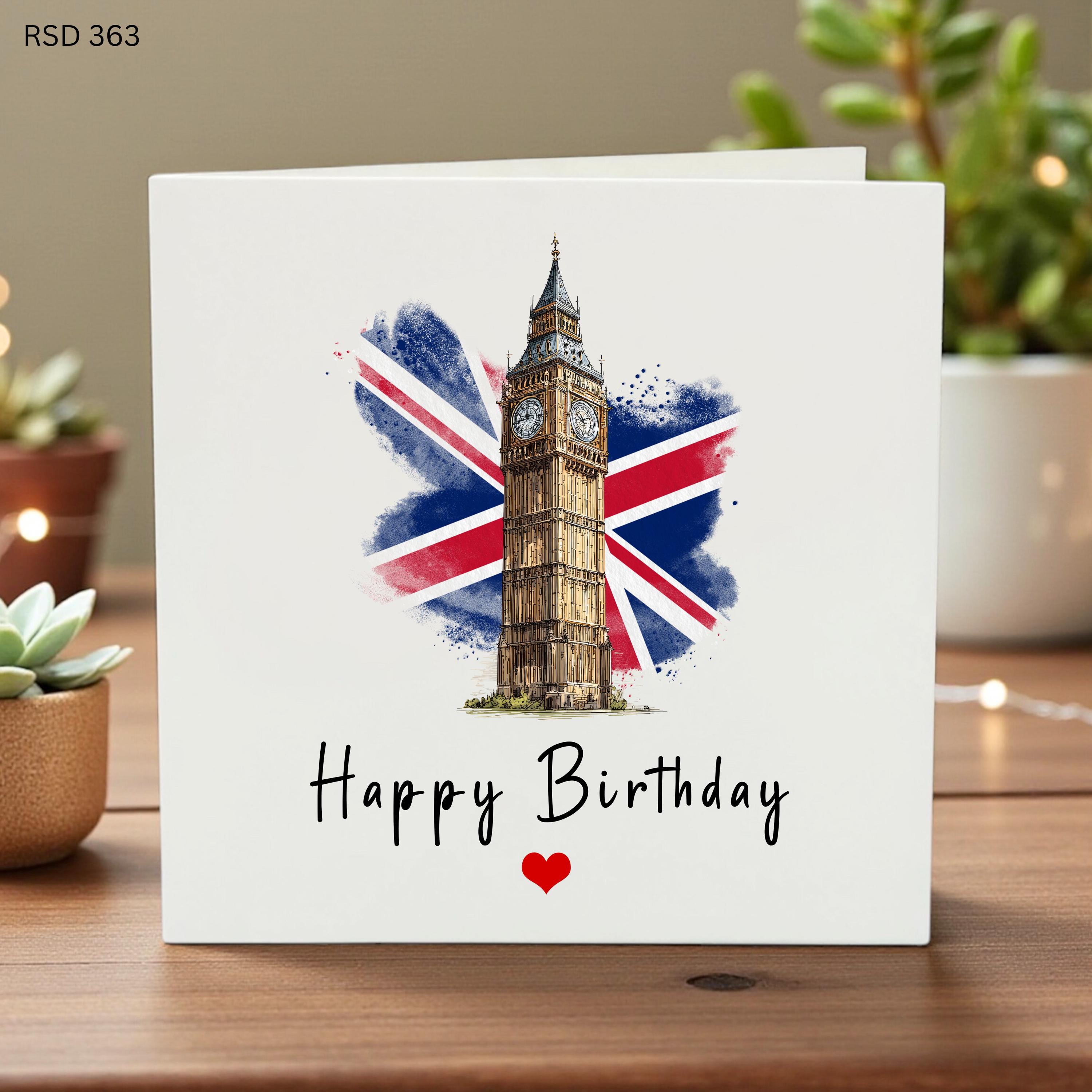 Big Ben Birthday Card, London Theme, Happy Birthday Greeting, Customizable Message, Unique Birthday Card, London Landmarks, Birthday Card