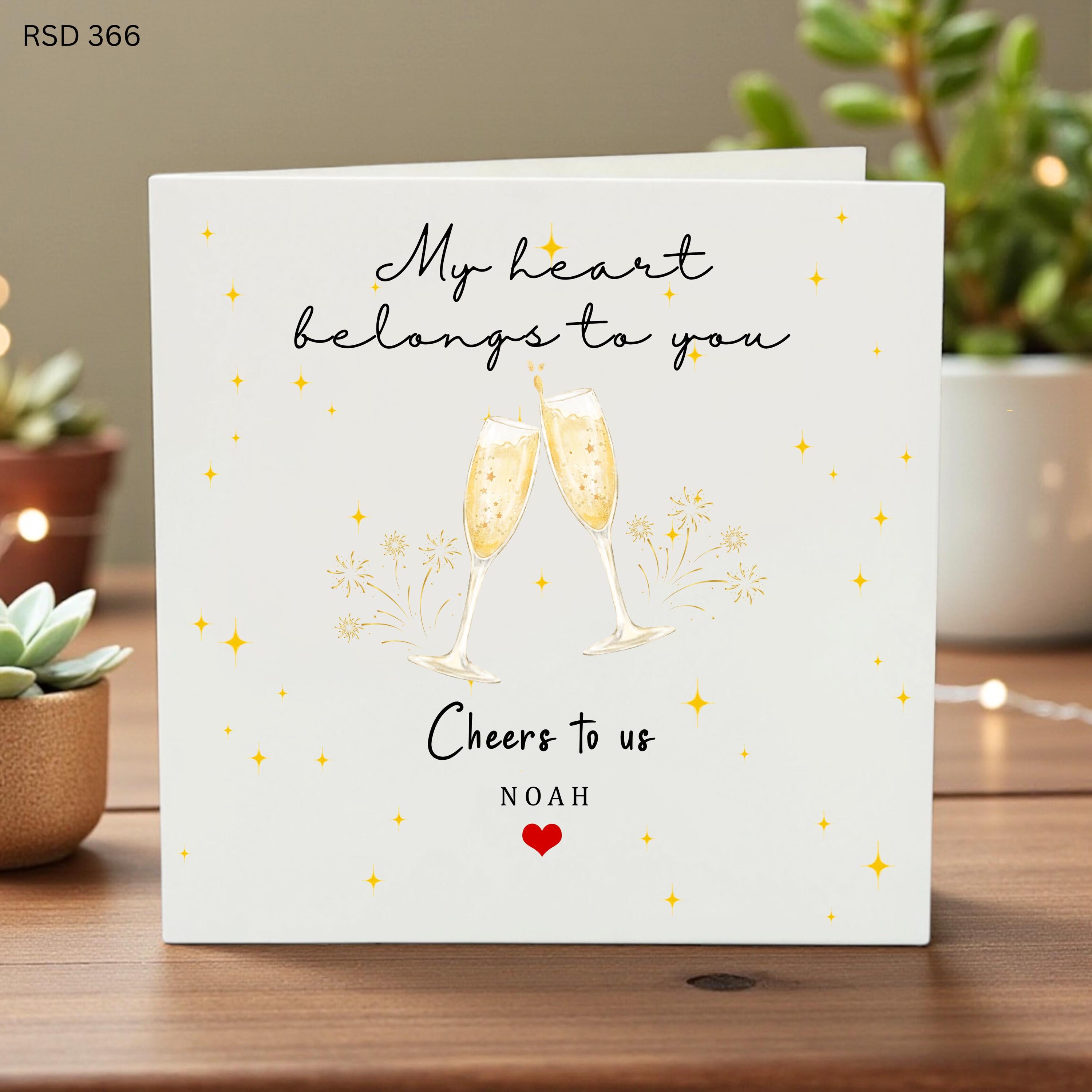 Personalized Anniversary Card, Custom Couples Greeting Card, My Heart Belongs To You Card, Champagne Card, Romantic Keepsake for Him or Her