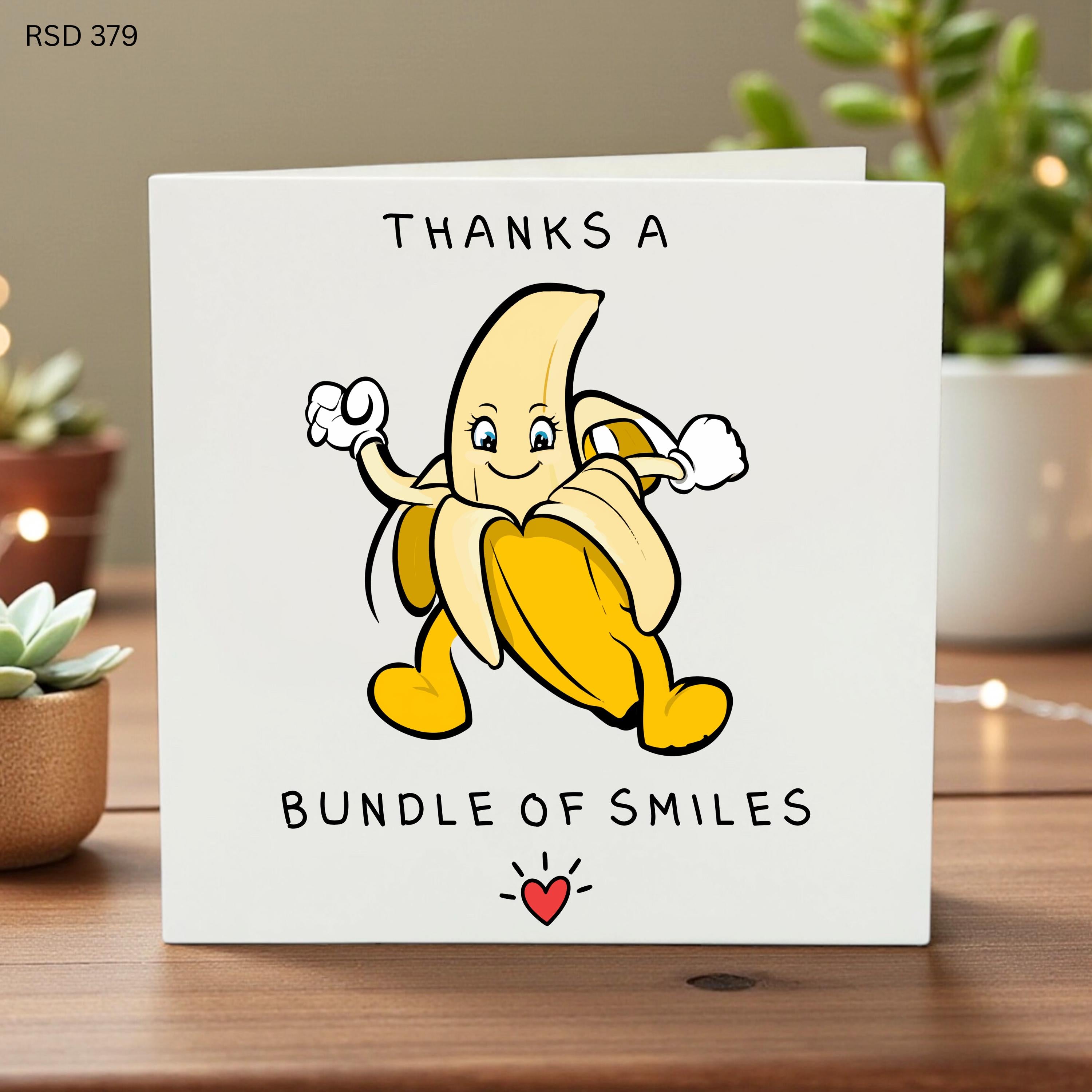 unny Banana Thank You Card, Punny Appreciation Note, Thanks a Bunch Card, Cute Fruit Greeting, Humorous Gift for Friend, Smiles Card