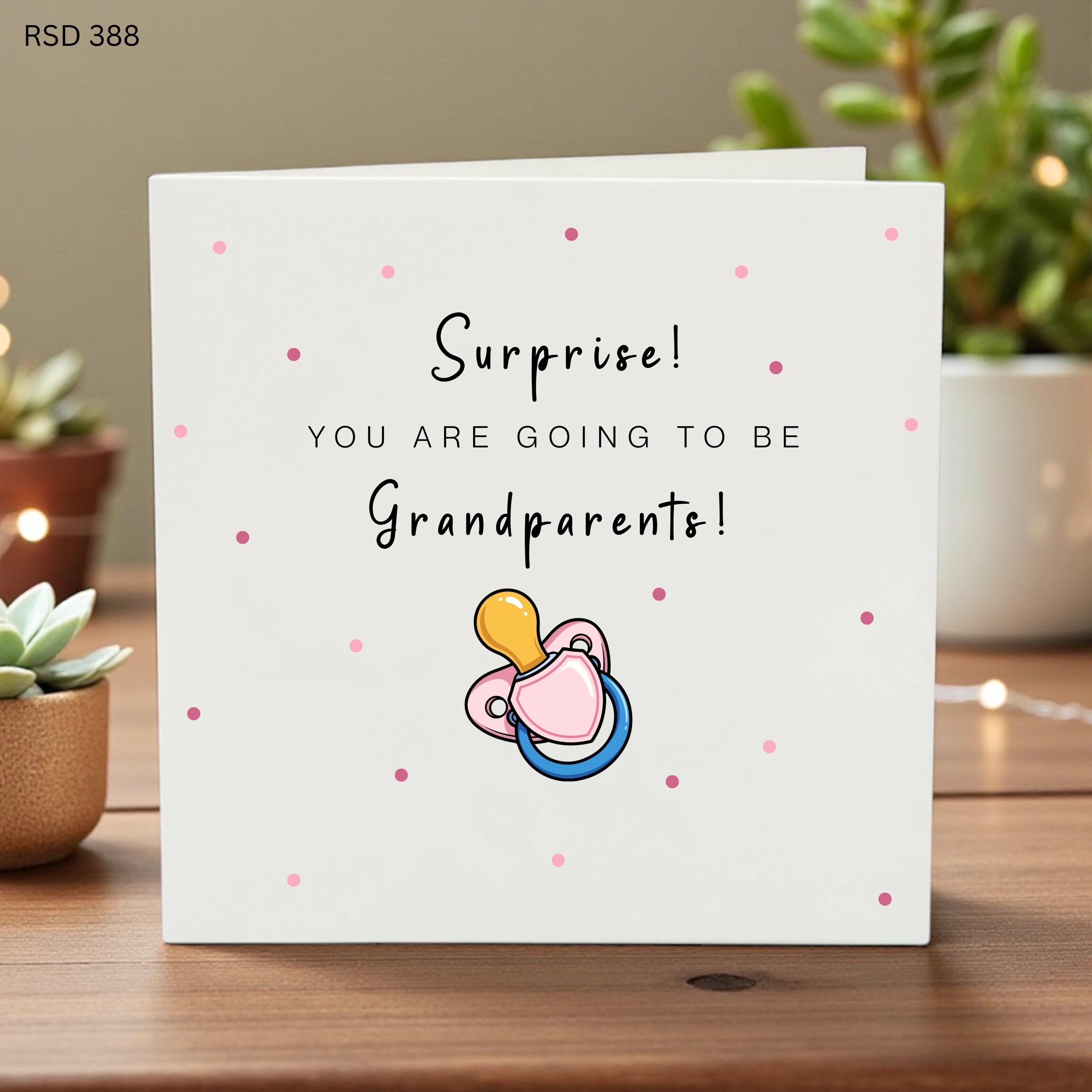 Guess What Pregnancy Announcement Card: New Grandma, Grandpa, Auntie 6x6