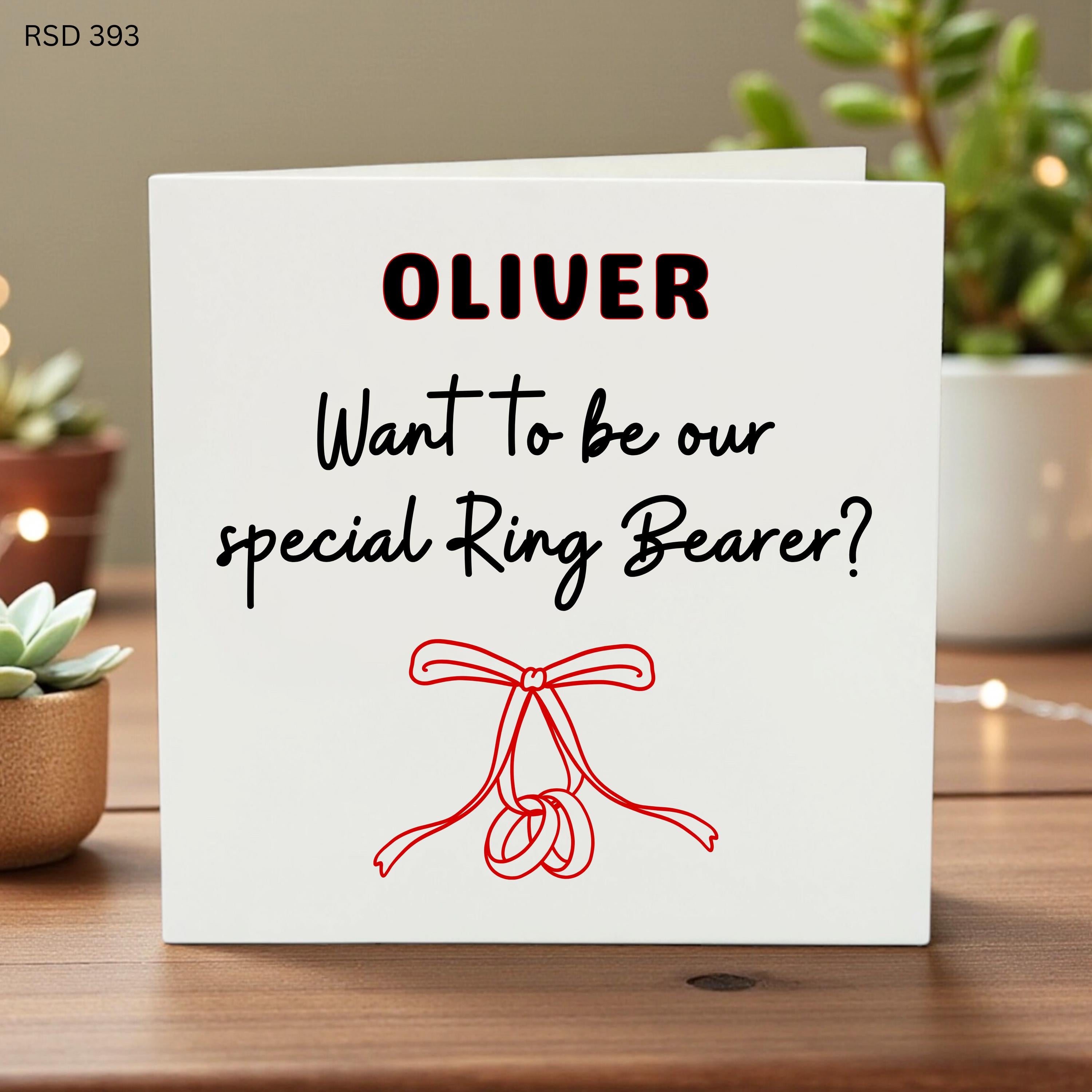Ring Bearer Proposal Card, Will You Be Our Ring Bearer Card, Personalised Wedding Card, Ring Bearer Card for Boy, Custom Name Card 6x6