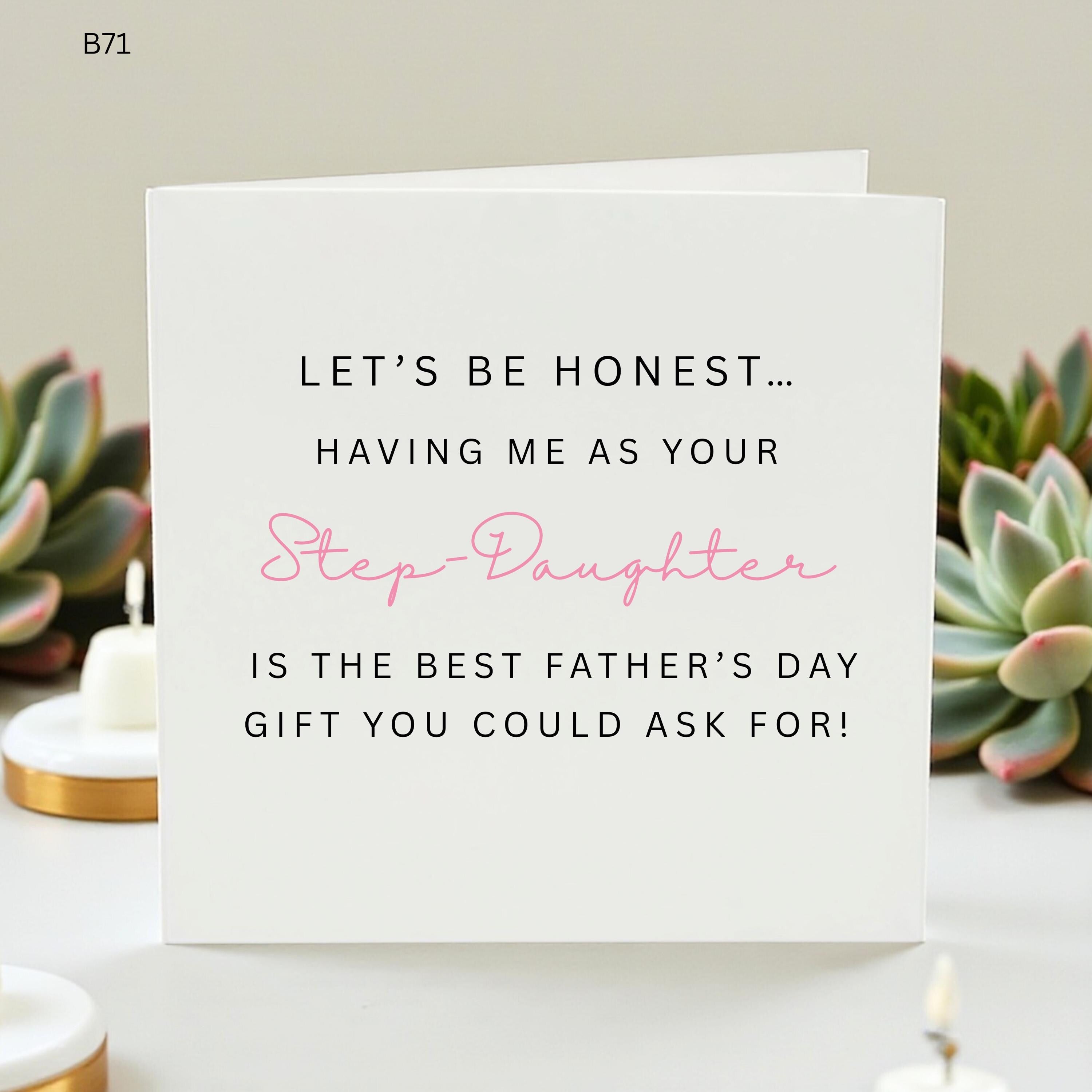 Funny Step-Daughter Father’s Day Card, Humorous Step Dad Greeting, Unique Personalized Dad Card for Stepchildren, Gift Idea