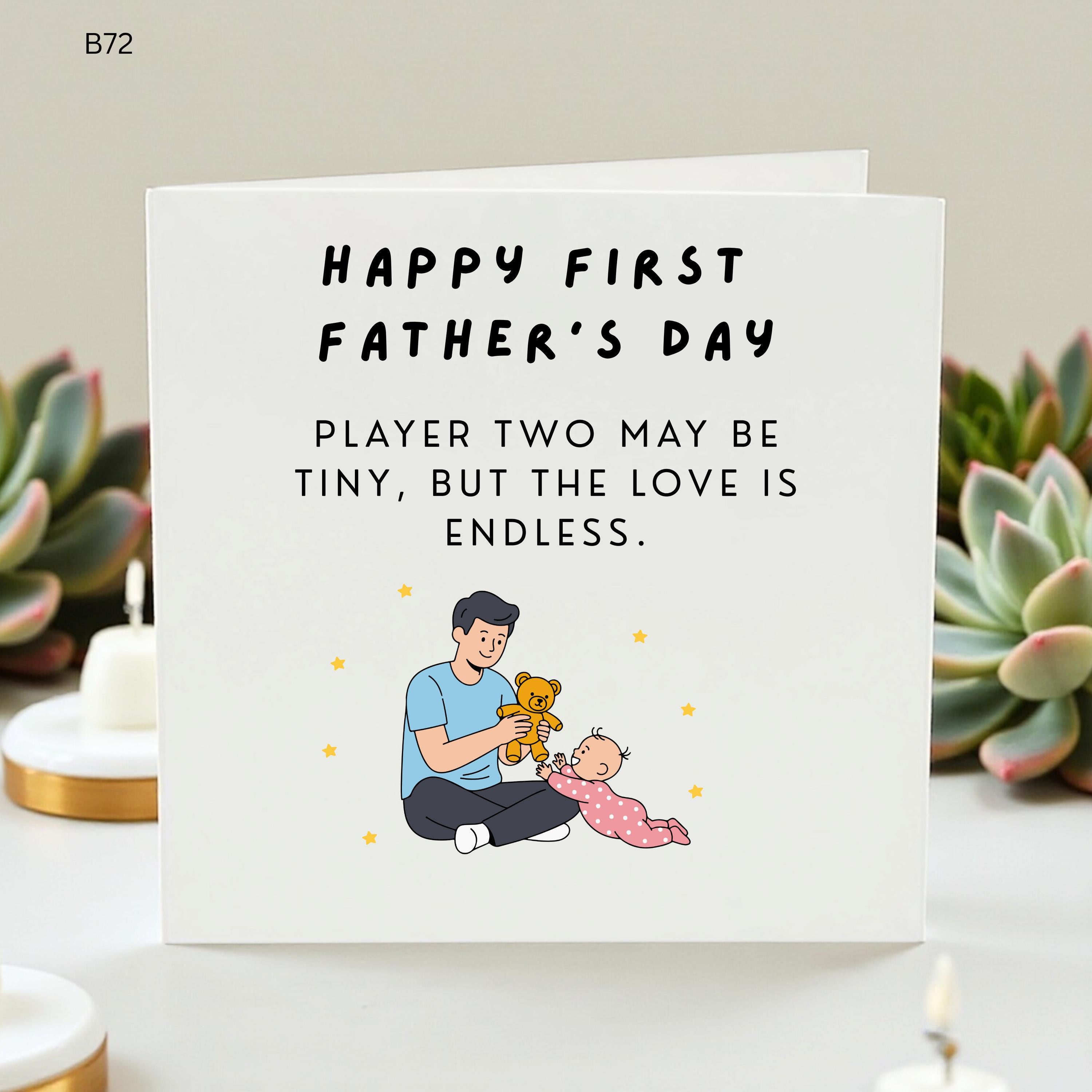 First Father’s Day Card From Baby, New Daddy Card, Cute Player Two Dad Card, Baby Girl Boy Father’s Day Gift For Daddy