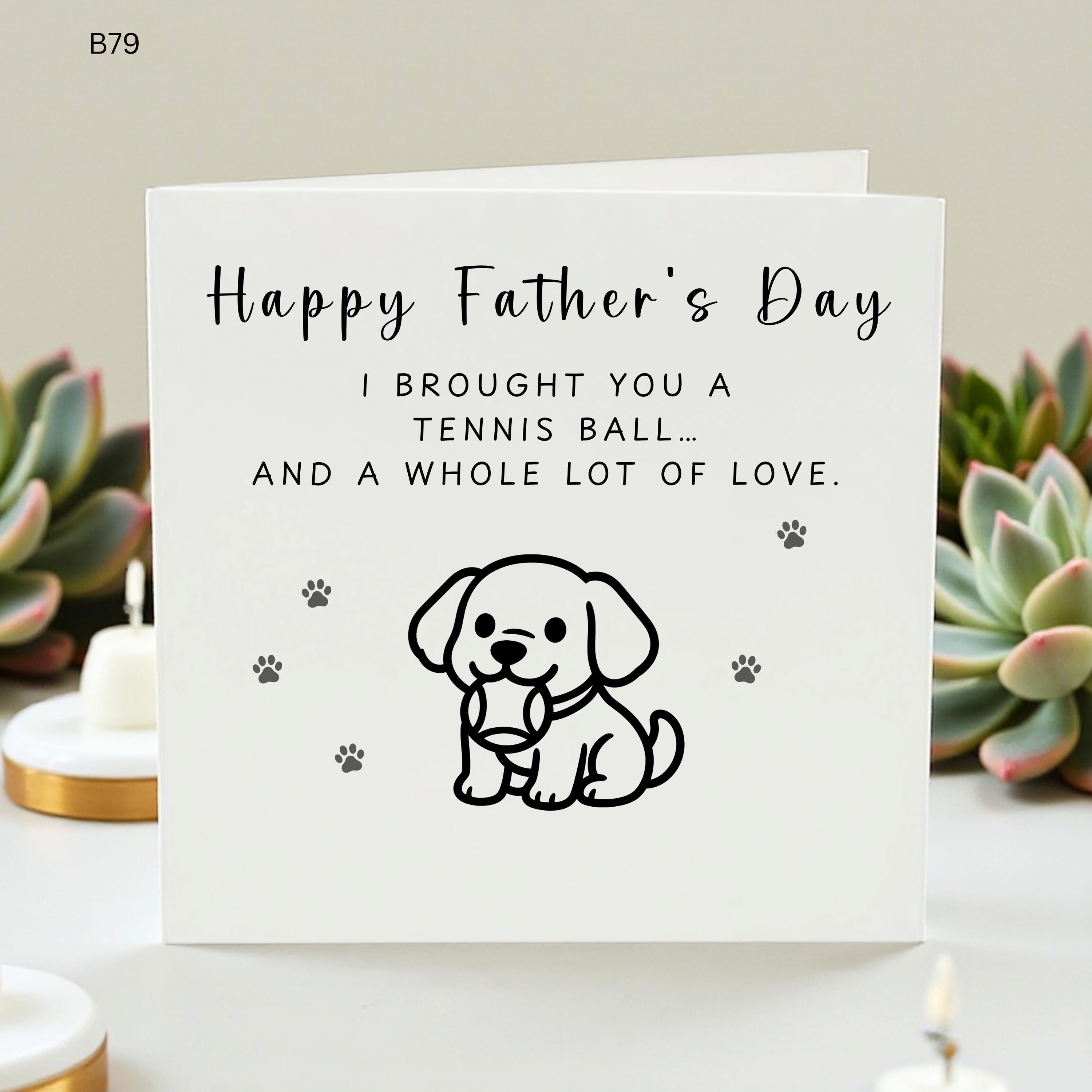 Personalised Funny Father’s Day Card From Dog, Cute Dog Dad Card, Tennis Ball Card, Pet Dad Gift, Paw Print Card For Daddy Dog Lover