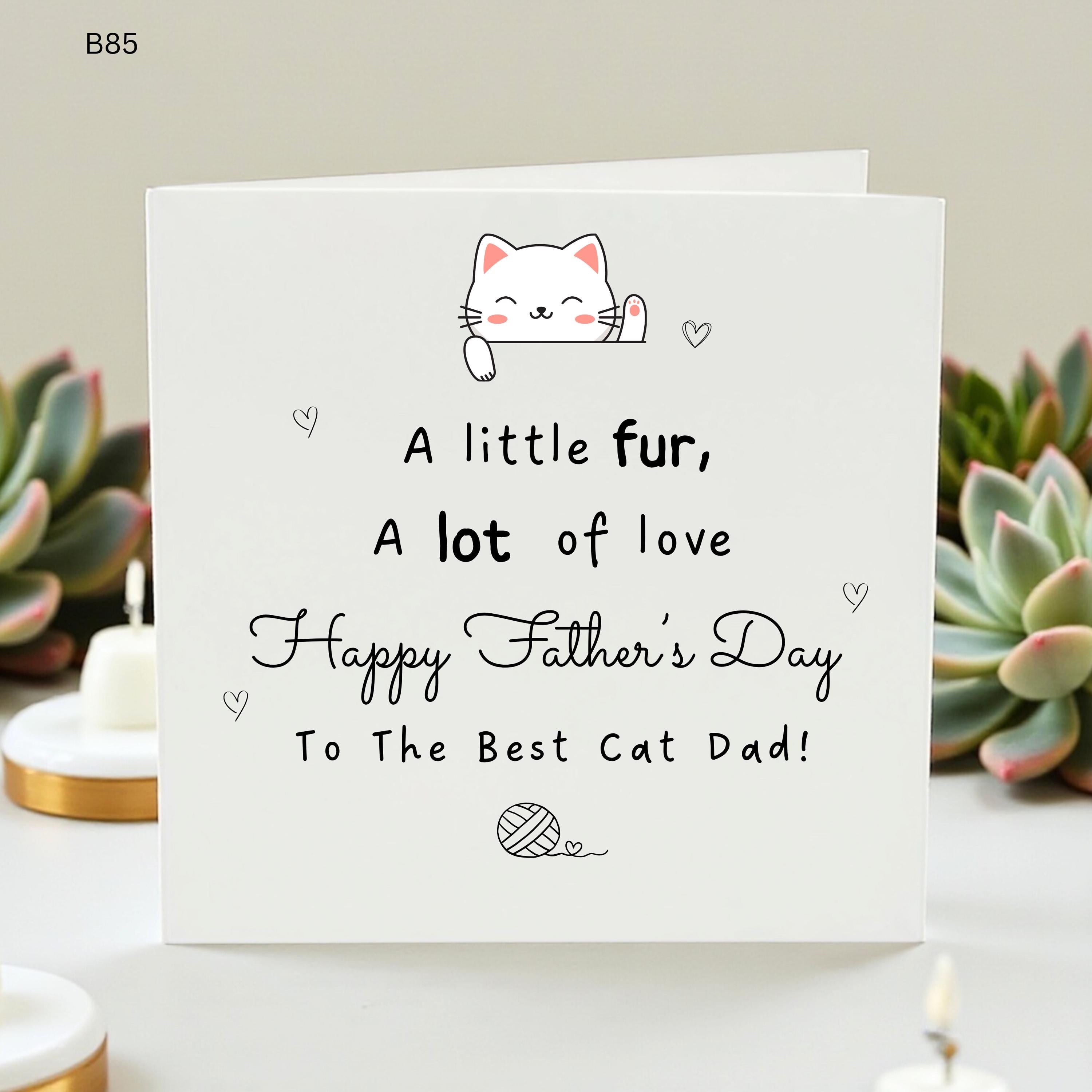 Cat Dad Fathers Day Card From Cat, Funny Pet Dad Card, Cute Cat Lover Gift, Fur Dad Greeting Card, Personalised Card for Him