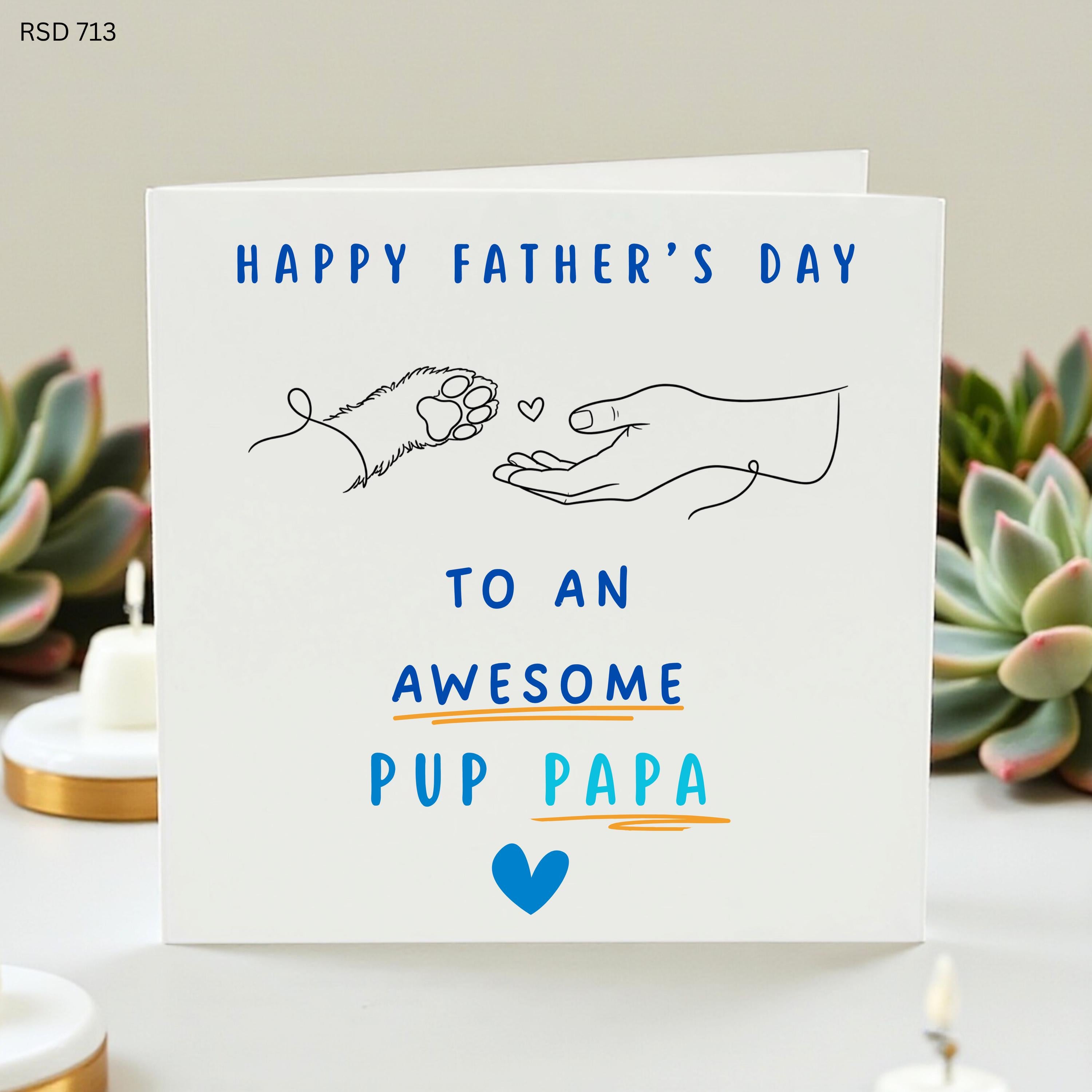 Father's Day Card From Dog, Awesome Pup Papa Card, Cute Dog Dad Card, Pet Dad Gift, Puppy Paw Card, Personalised Dad Card