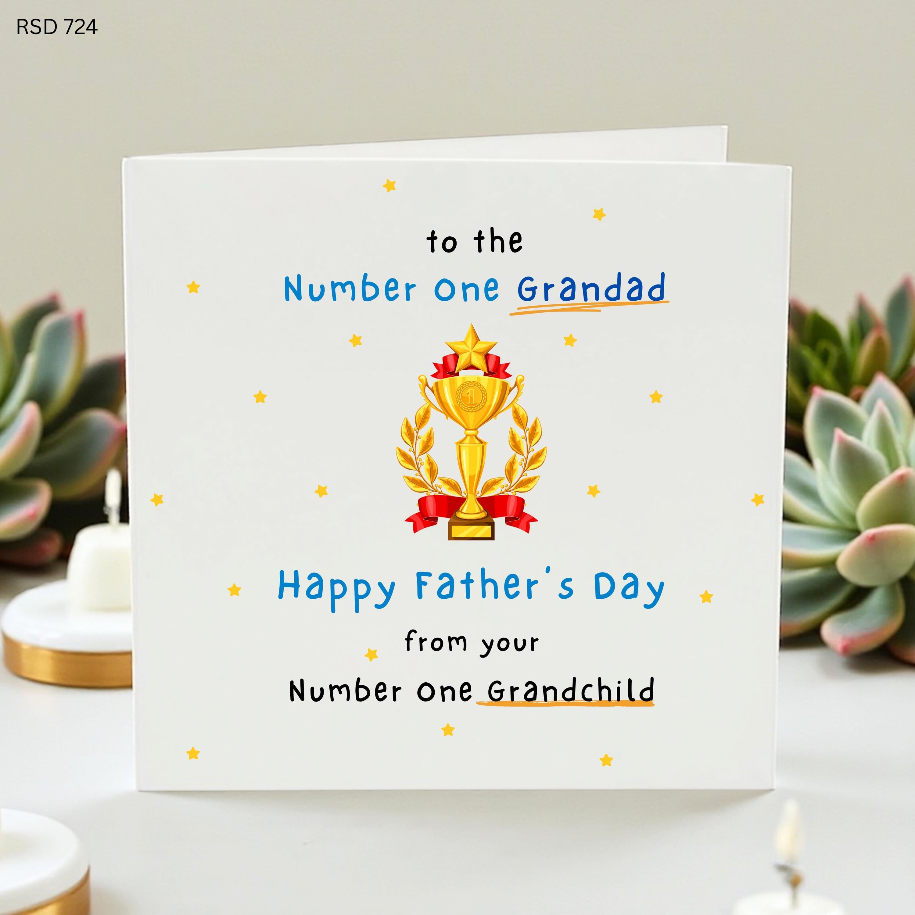 Number One Grandad Father’s Day Card, Trophy Grandad Card From Grandchild, Best Grandad Card, Cute Grandpa Father’s Day Gift