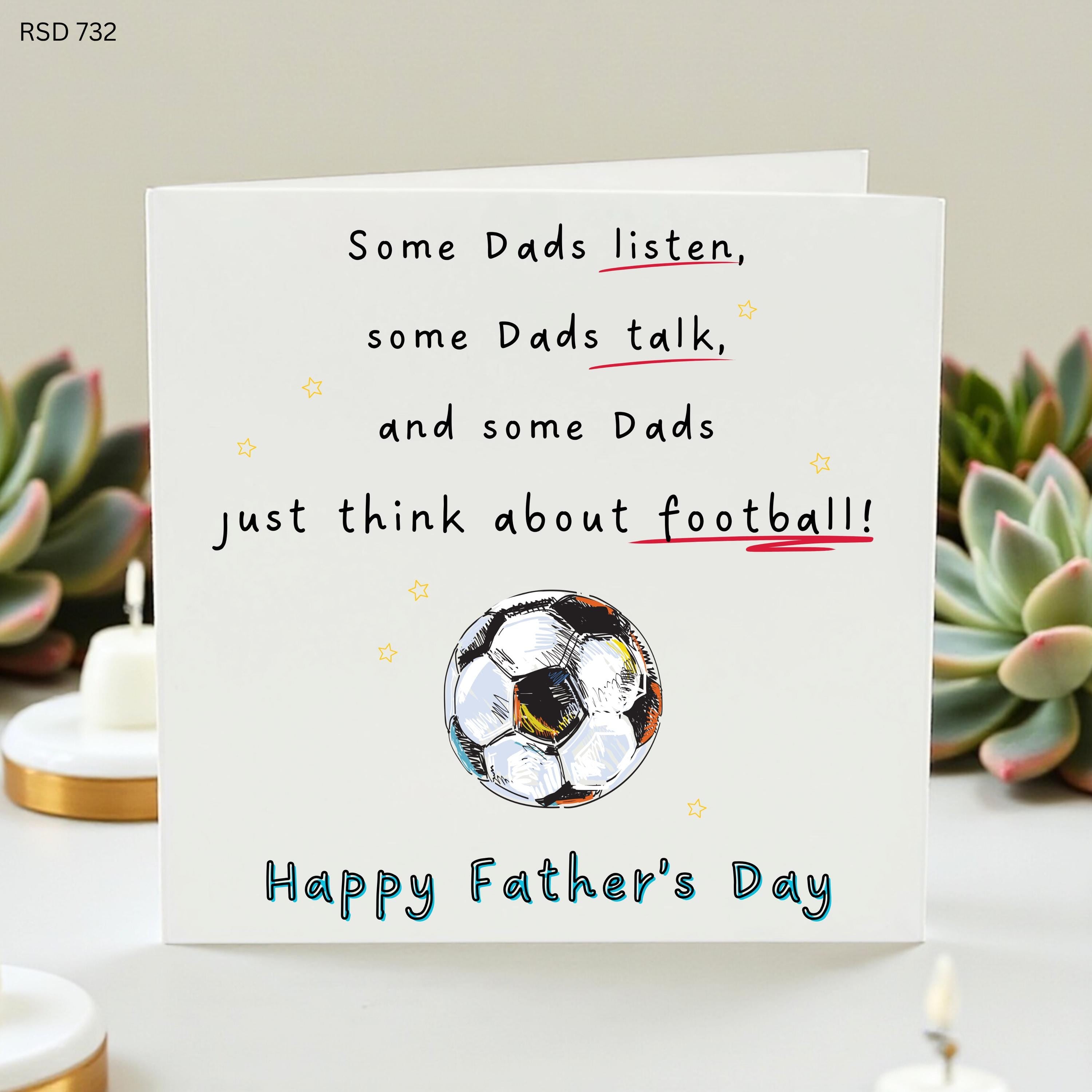 Funny Football Dad Father's Day Card, Soccer Dad Card From Son Daughter, Football Fan Daddy Card, Sports Loving Dad Gift