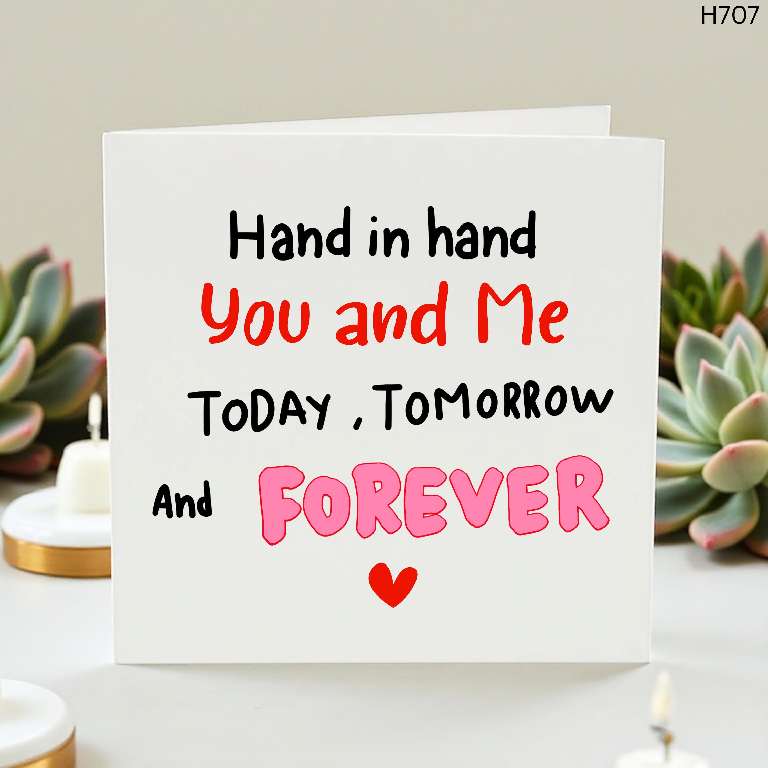 Hand in Hand You and Me Card, Romantic Anniversary Card for Husband or Wife, Cute Love Note for Boyfriend or Girlfriend, Forever Together