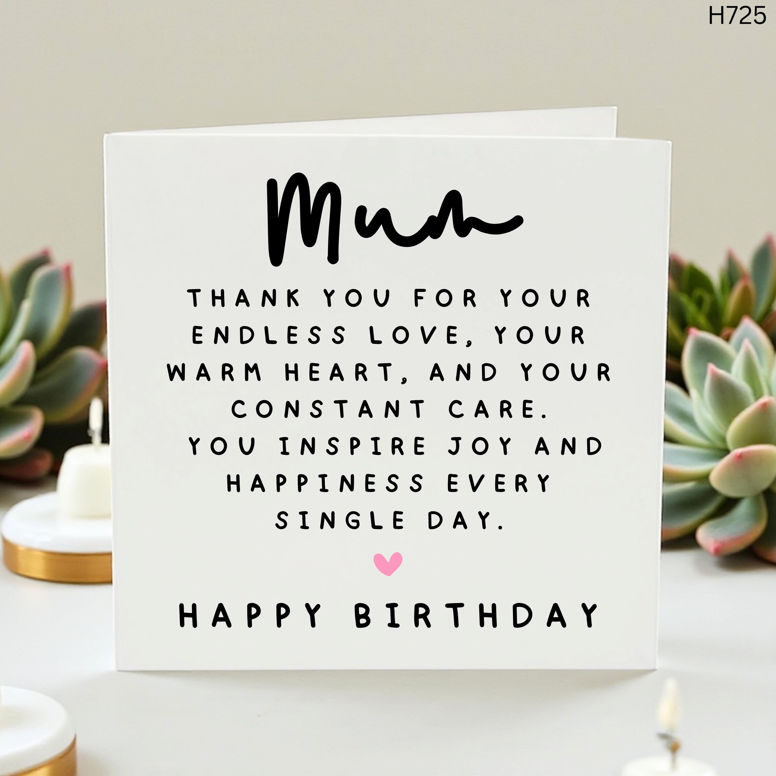 Birthday Card for Mum, Heartfelt Mum Birthday Gift, Sentiment Card for Mother, Personalized Mum Greeting, Appreciation Birthday Card