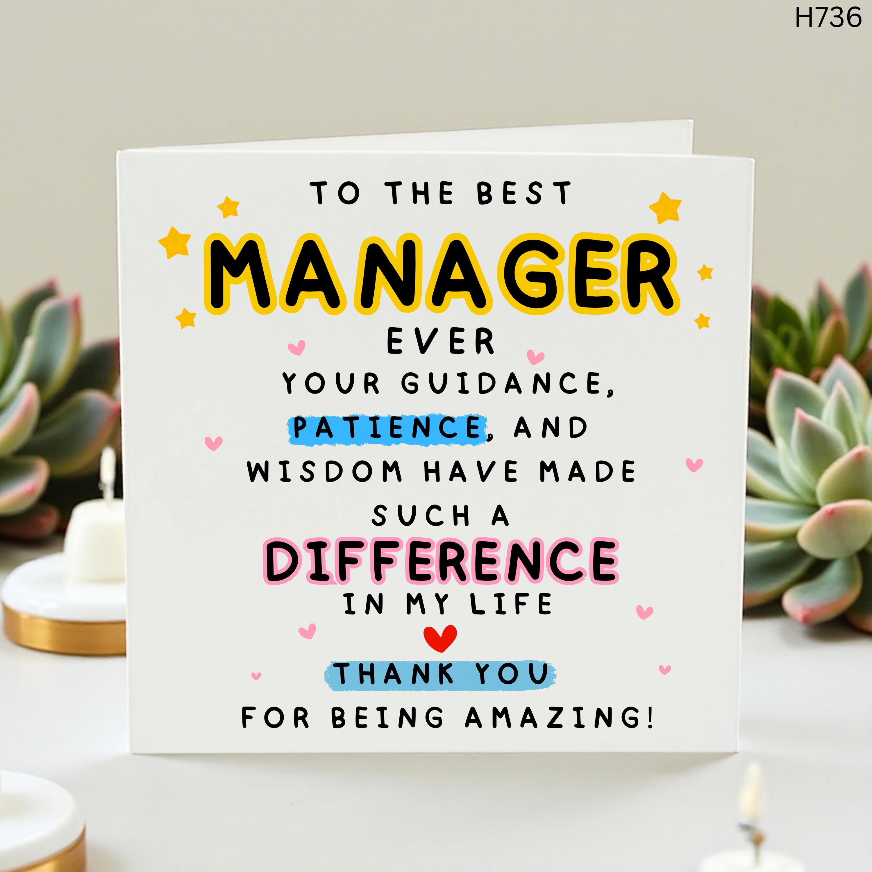 Thank You Manager Card, Funny Manager Appreciation Card, Thank You Card for Boss or Supervisor, Workplace Thank You Greeting Card