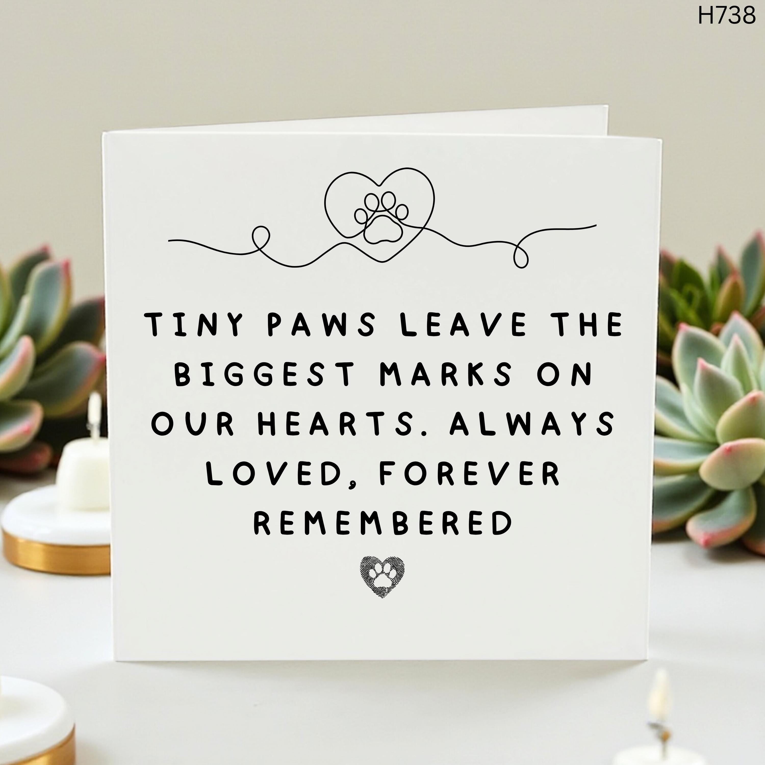 Pet Sympathy Card, Pet Loss Gift, Tiny Paws Sympathy Card, Loss of Dog or Cat, Memorial Card for Pet, Rainbow Bridge Card