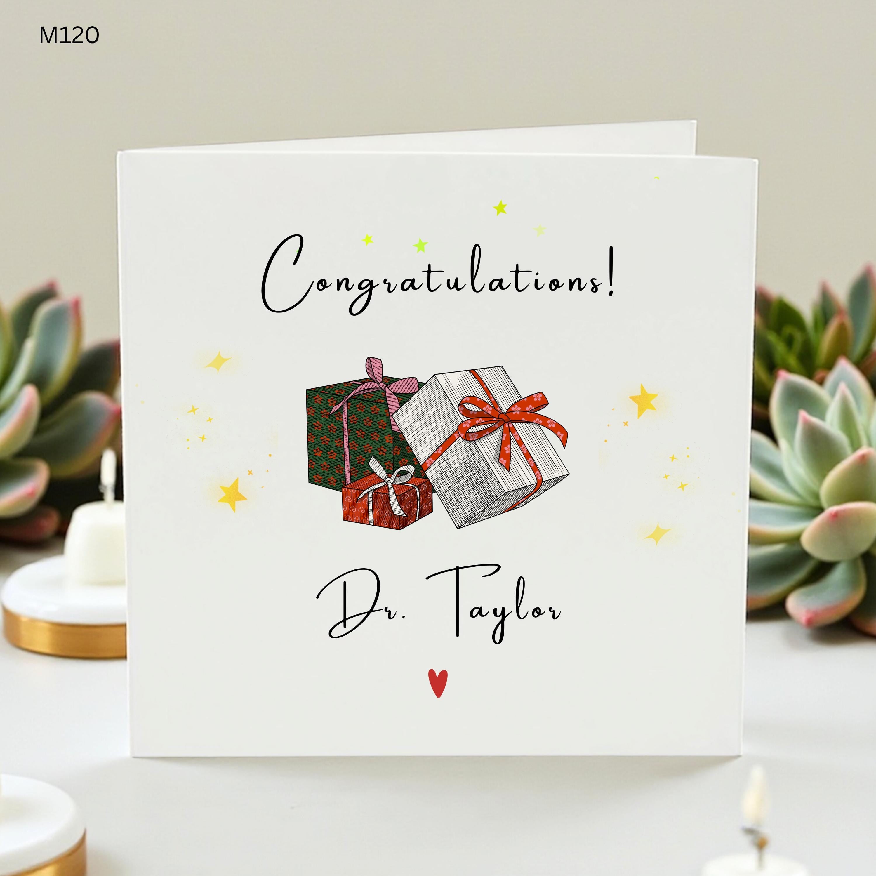Personalized Congratulations Card for Doctor, Custom Name Graduation Card, PhD Congrats Card, Medical School Graduation Gift, Professional