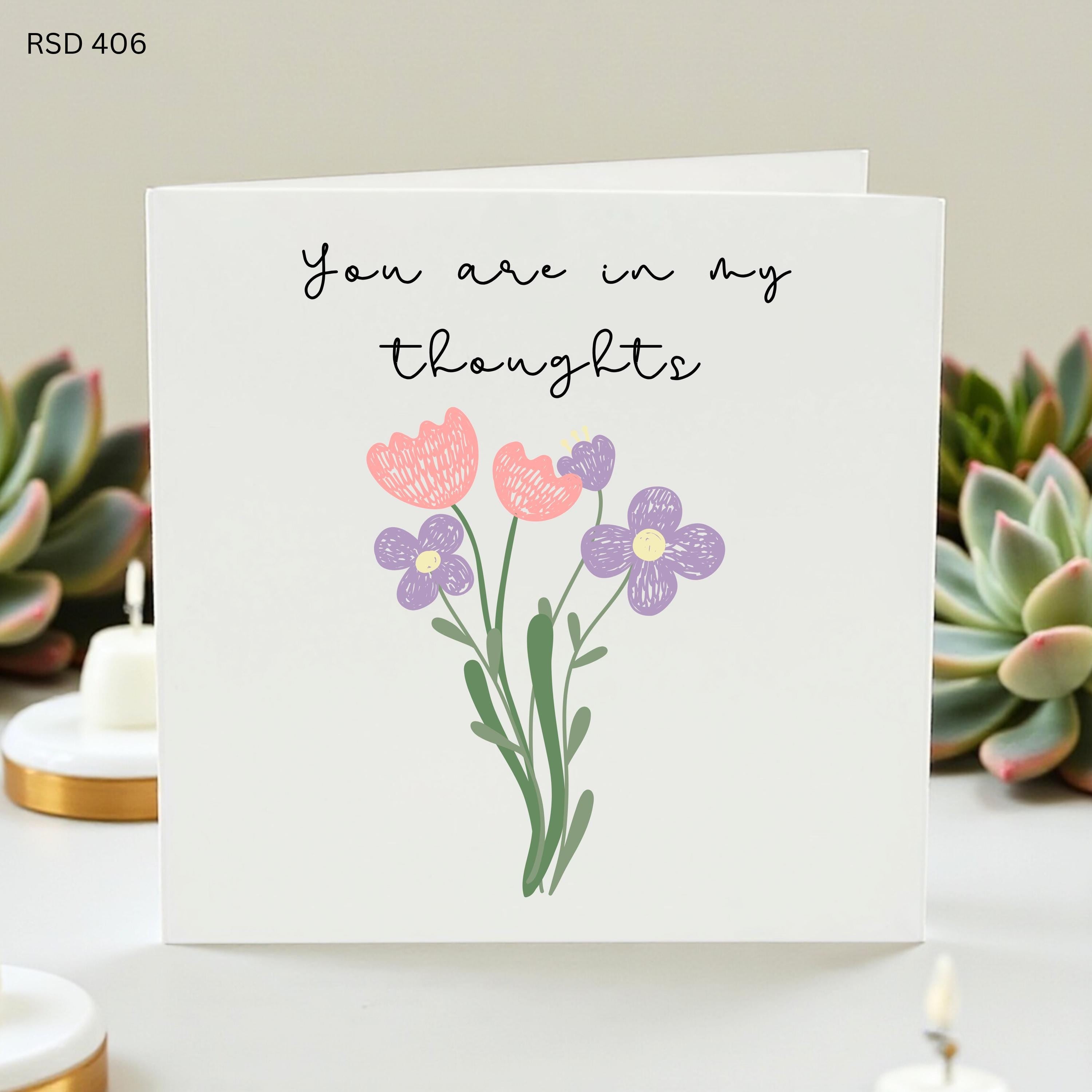 Personalised Thinking Of You - Floral Card - Any Name - 6x6 Card