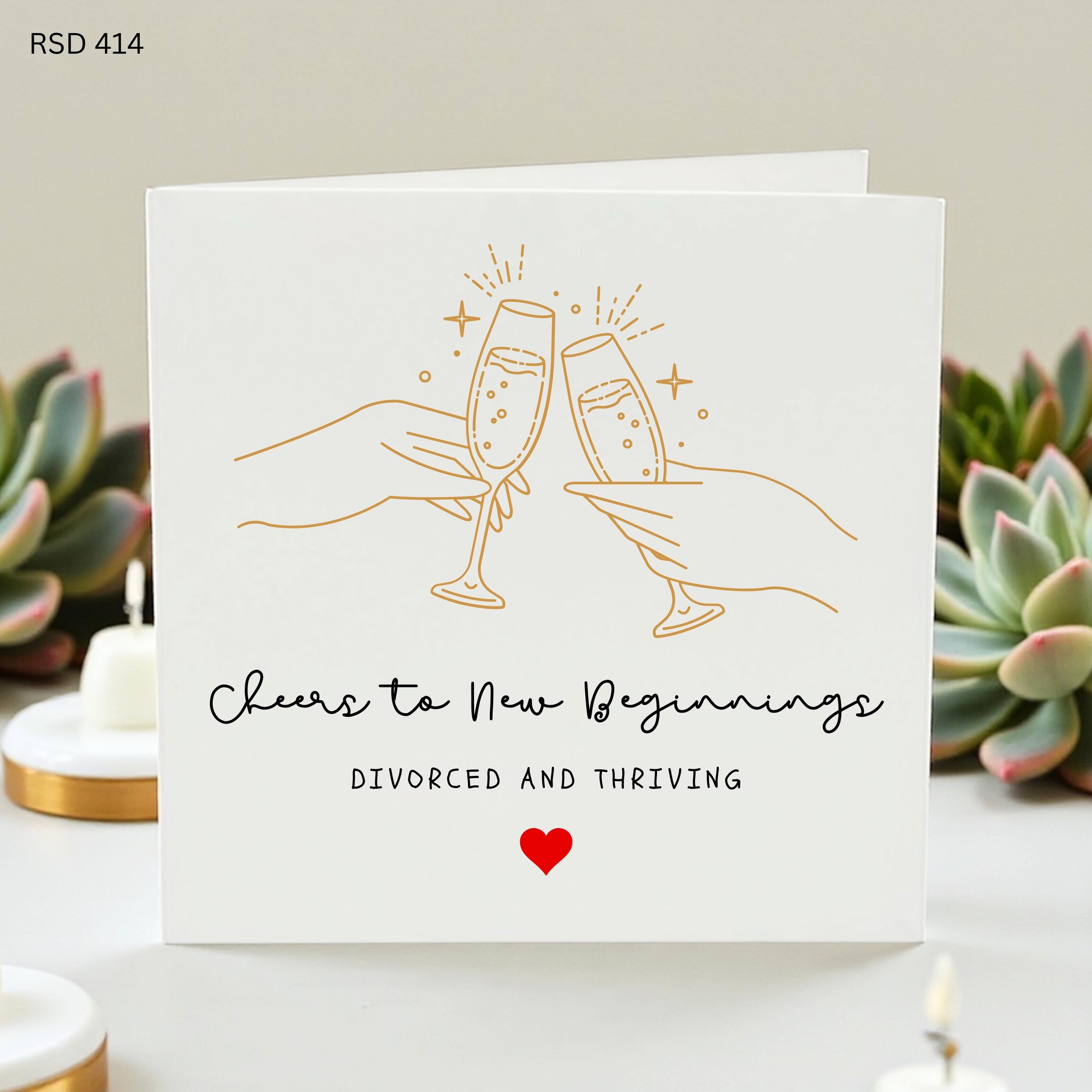 Divorced And Thriving Card, Cheers To New Beginnings, Divorce Celebration Gift, Moving On Card, Fresh Start Gift, Divorce Party Card
