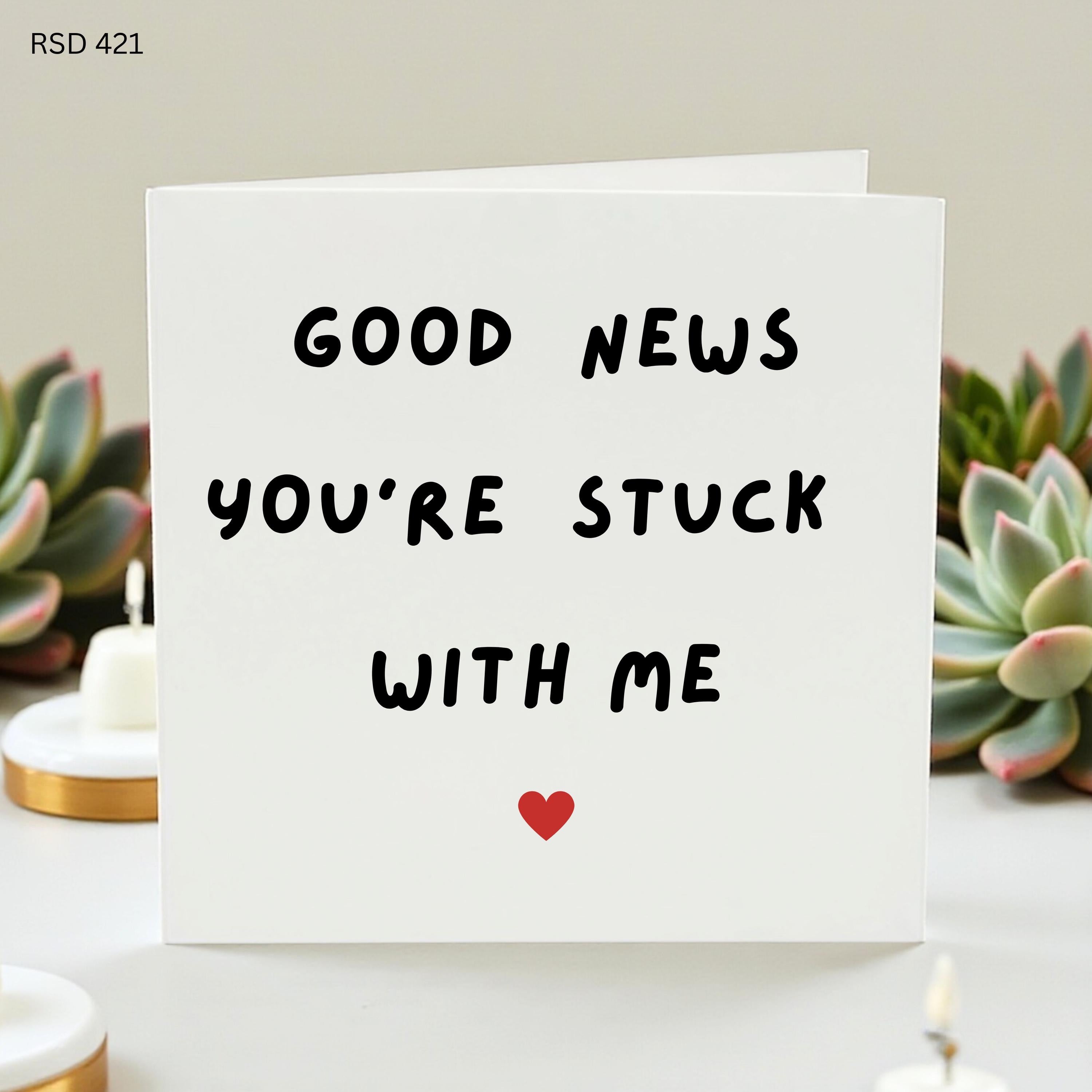 Funny Anniversary Card, Love Card For Partner, Stuck With Me,Sarcastic Love Card, Funny Valentines Day, Cute Anniversary, Relationship Humor