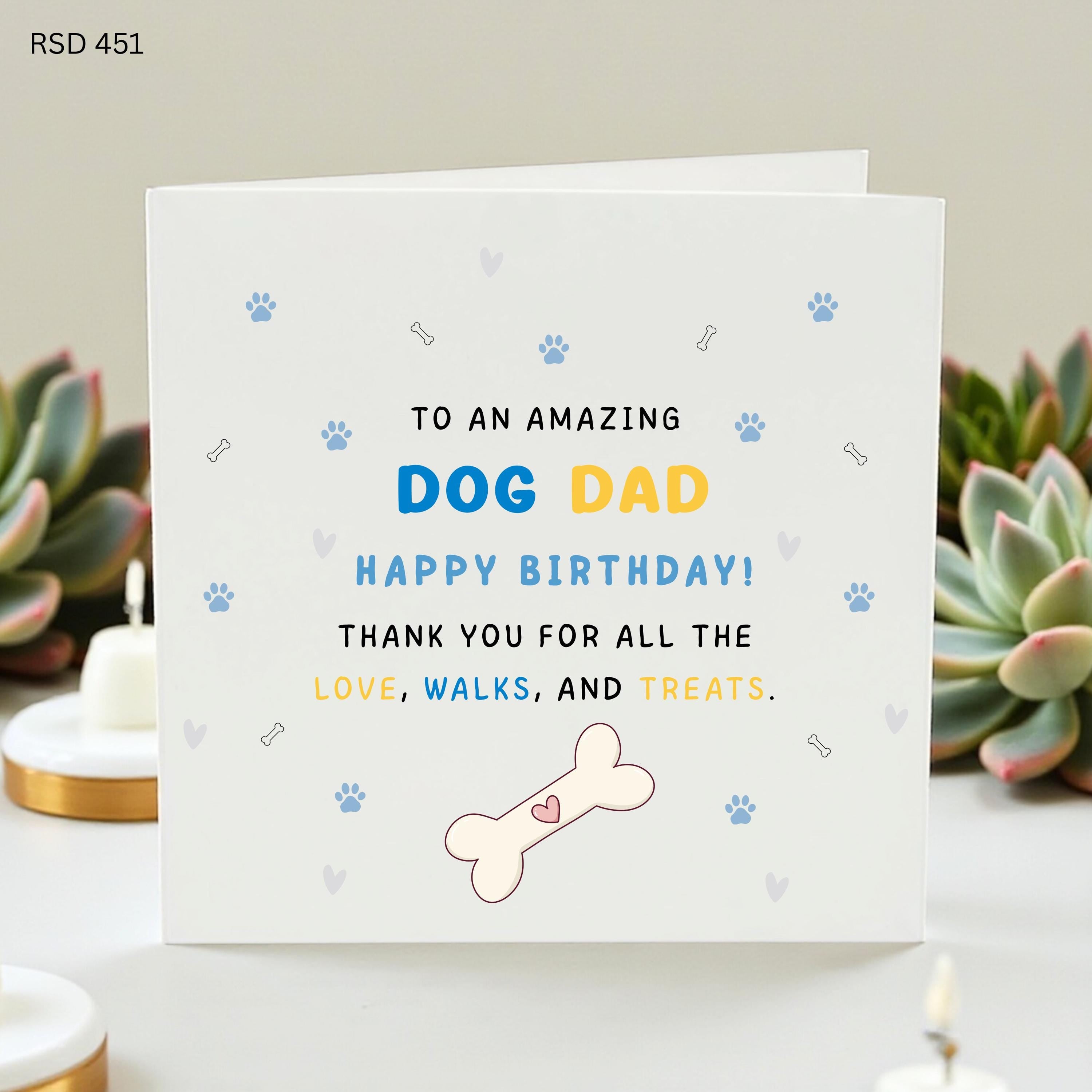 Happy Birthday to a Pawsome Dog Dad โ Funny Dog Lover Birthday Card, Cute Puppy Dad Greeting, Dog Dad Gift Card