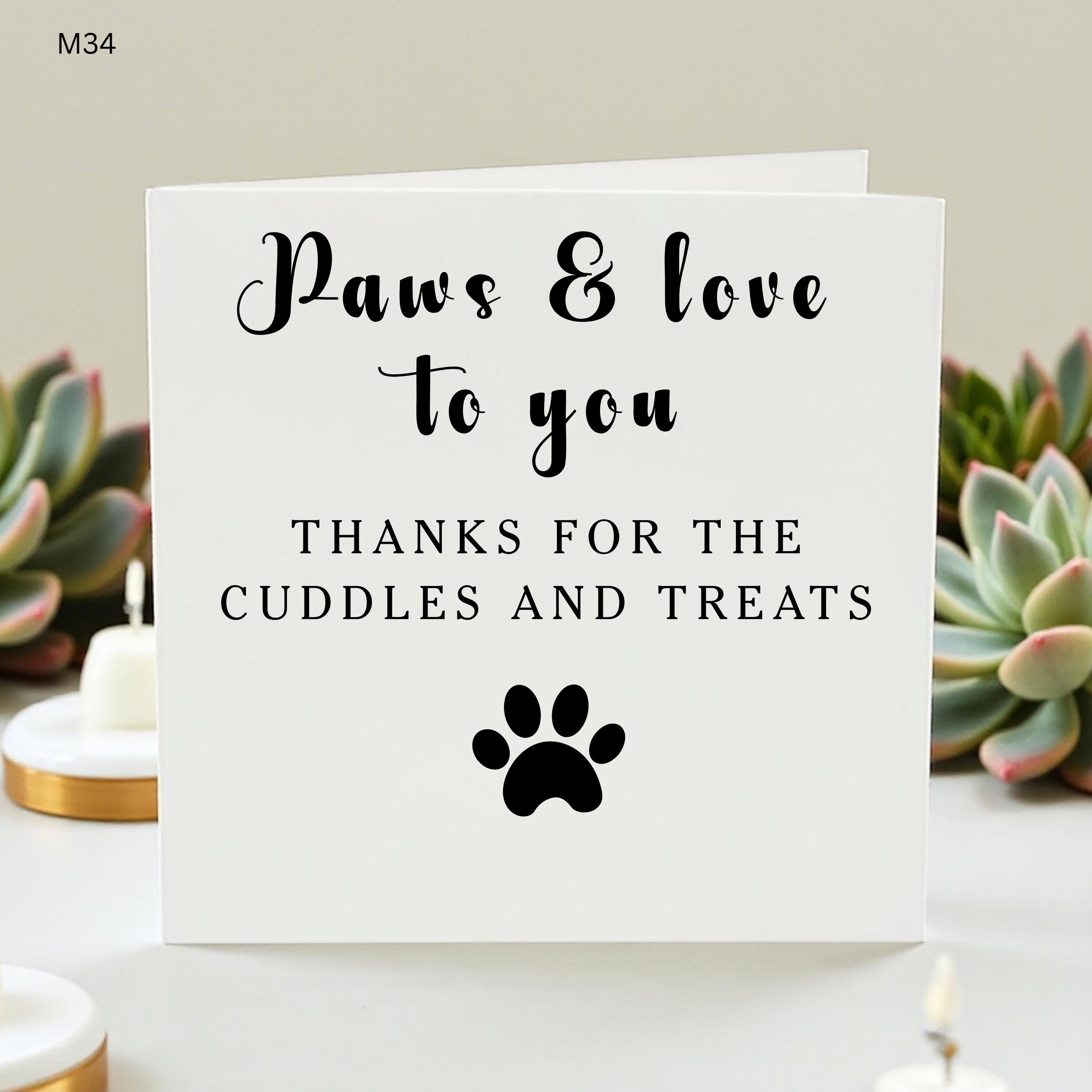 Funny Dog Thank You Card, From The Dog Card, Dog Mom Gift, Pet Appreciation , Cute Dog Lover Card, Gift From Pet, Dog Treat Card, Paw Print