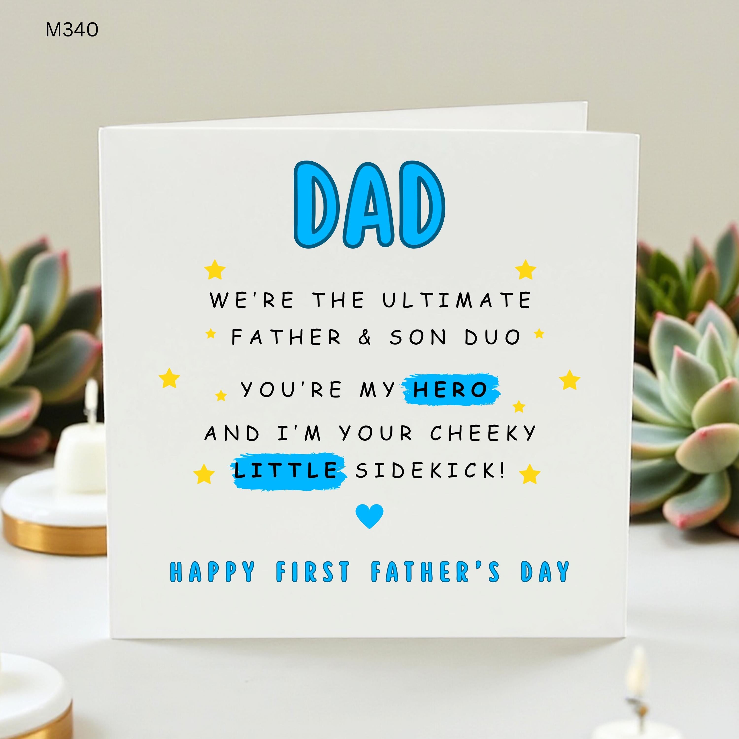 Happy First Father's Day Card from Son, Personalized Daddy Hero and Sidekick Card, 1st Father's Day Gift for Dad Father and Son Duo Greeting
