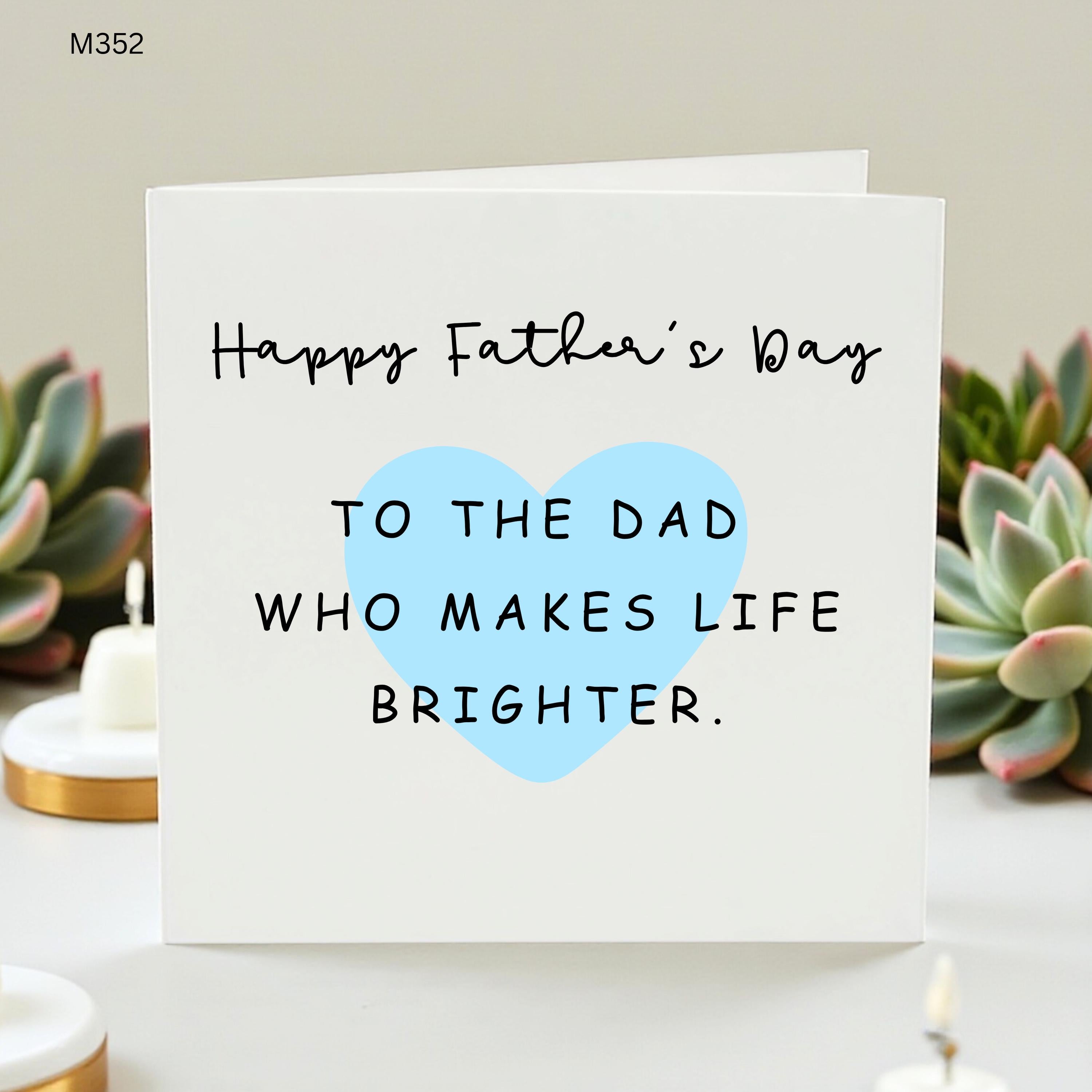 Happy Father’s Day Card for Dad, To The Dad Who Makes Life Brighter, Blue Heart Father's Day Gift, Simple Heartfelt Card for Him, Meaningful