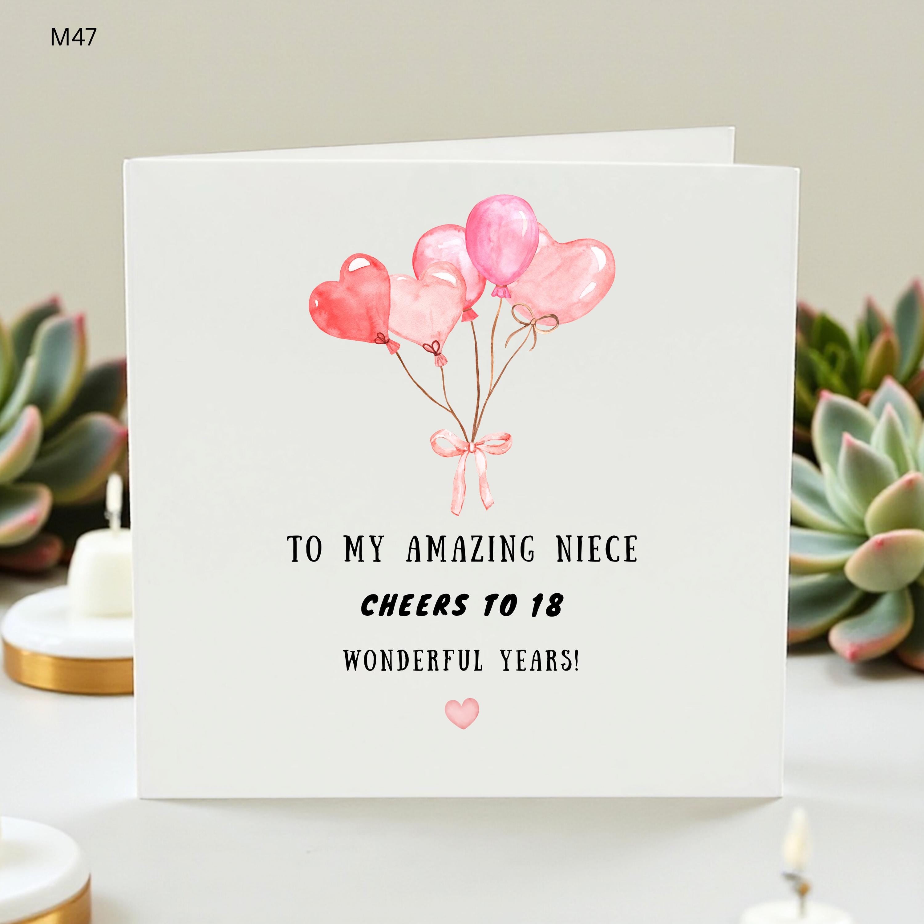 18th Birthday Card for Niece, Cheers to 18 Years, Personalized 18th Birthday, Niece Birthday , 18th Birthday Keepsake, Floral 18th Birthday
