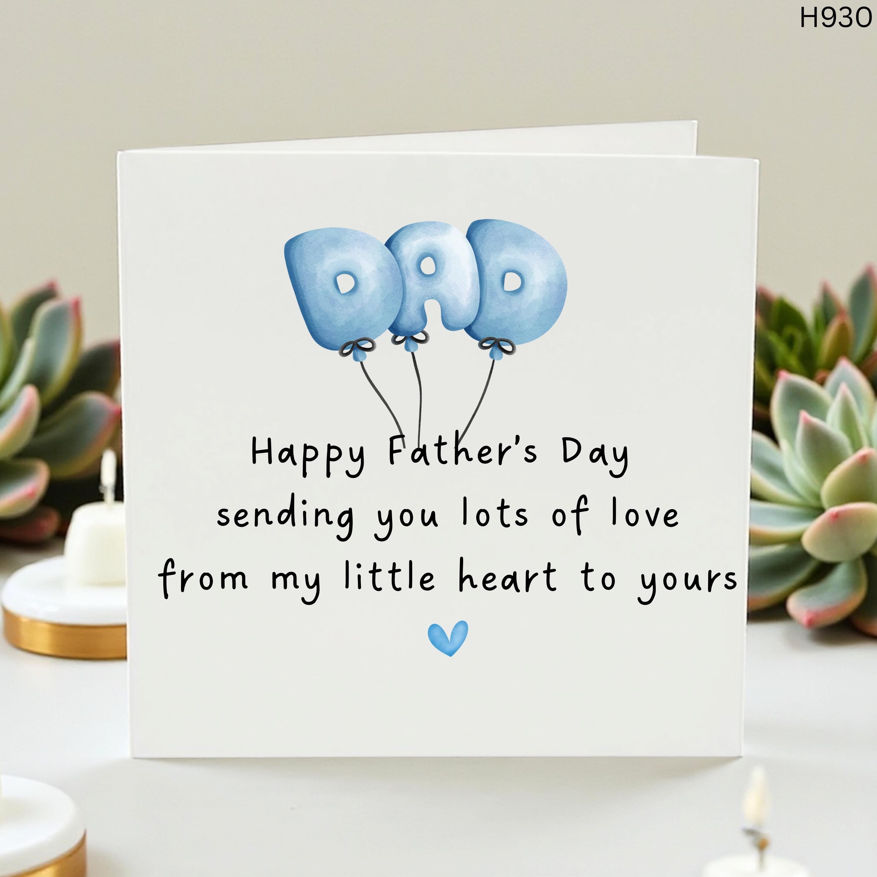 Cute Father's Day Card from Toddler or Baby - Sending Love From My Little Heart to Yours - Sentimental Dad Balloon Card for New Dads, Daddy
