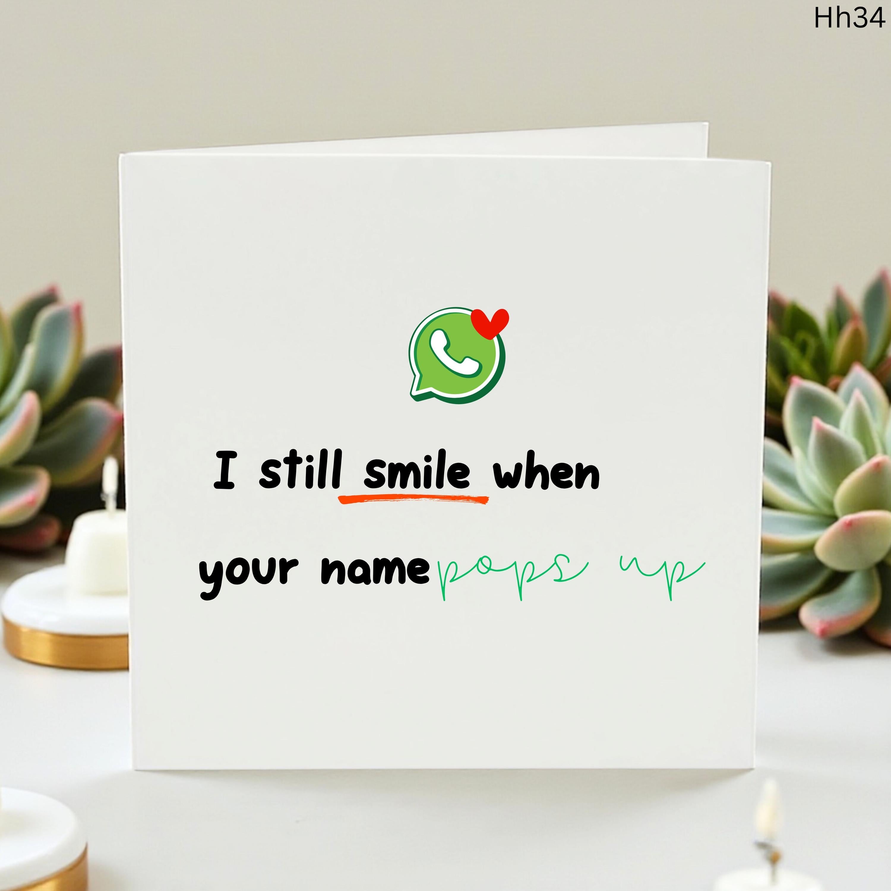 Funny Anniversary Card for Boyfriend, I Still Smile When Your Name Pops Up, Cute Social Media Card for Husband, Long Distance Relationship