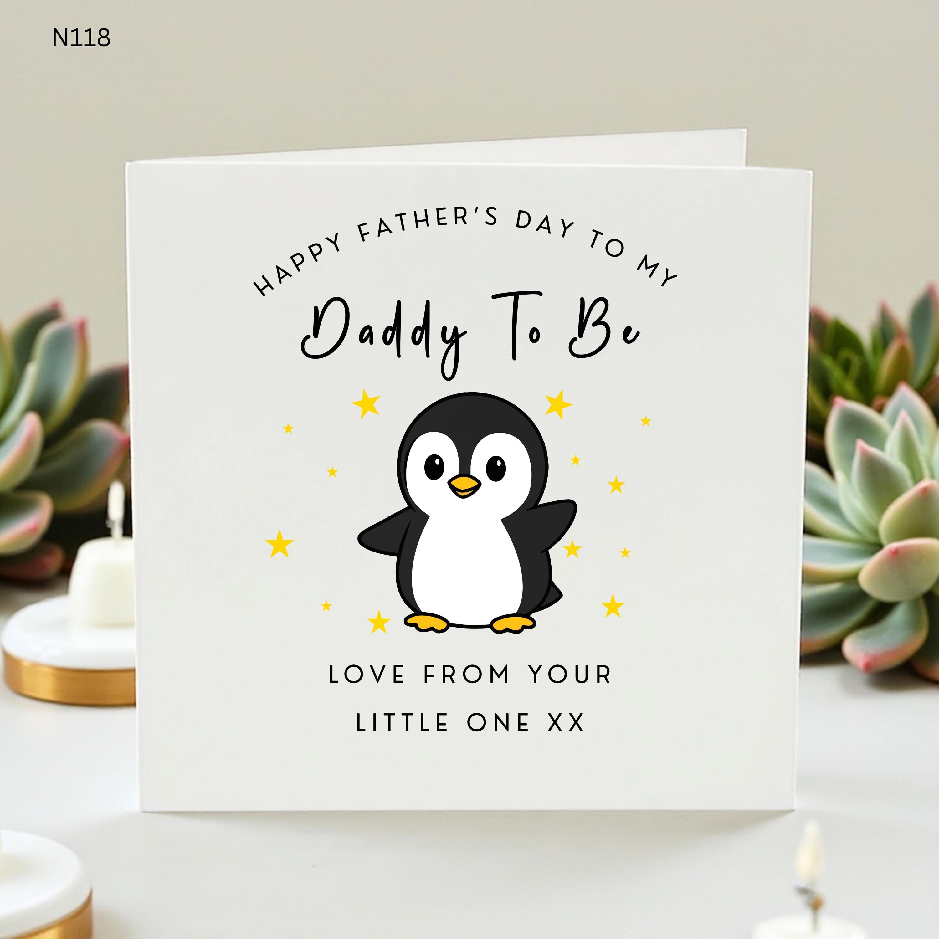 Father's Day Card for Daddy to Be, Cute Penguin Pregnancy Announcement Card, First Father's Day Gift, Baby on the Way, Future Daddy Gift
