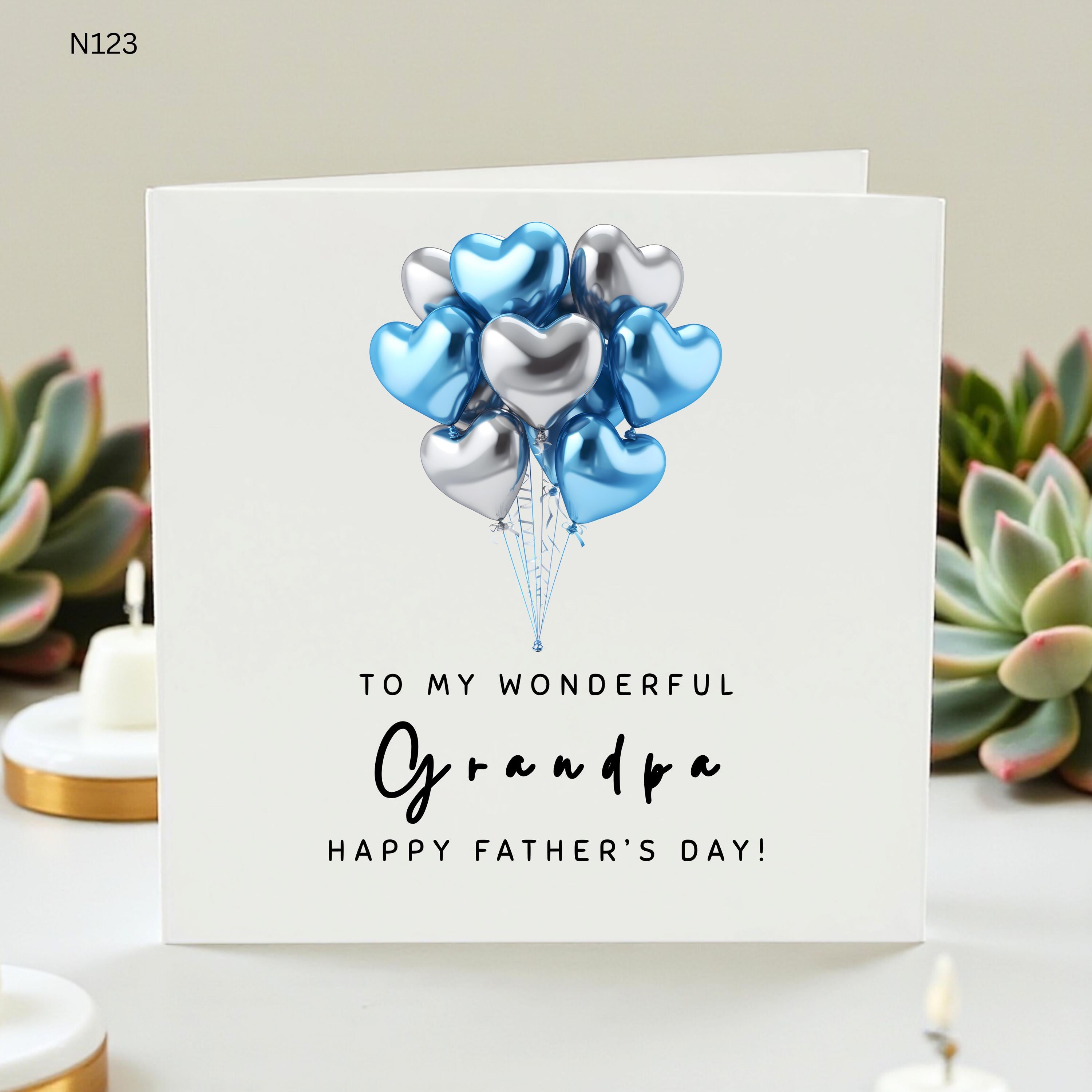 Father's Day Card for Grandpa, Wonderful Grandpa Card,Happy Father's Day Card, Gift for Grandpa, Personalized Grandfather Card,Heart Balloon