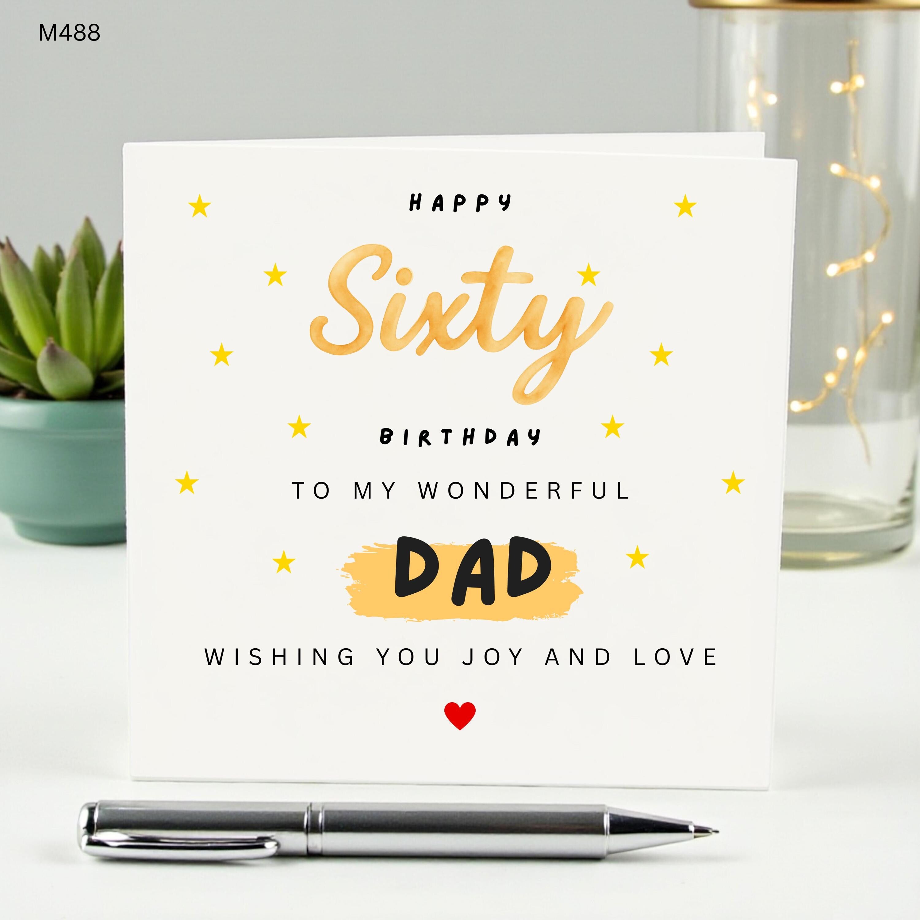 60th Birthday Card for Dad, Happy Sixty Birthday Card, Gift for Wonderful Dad, Milestone 60th Card for Him, Sixtieth Birthday Card for Dad