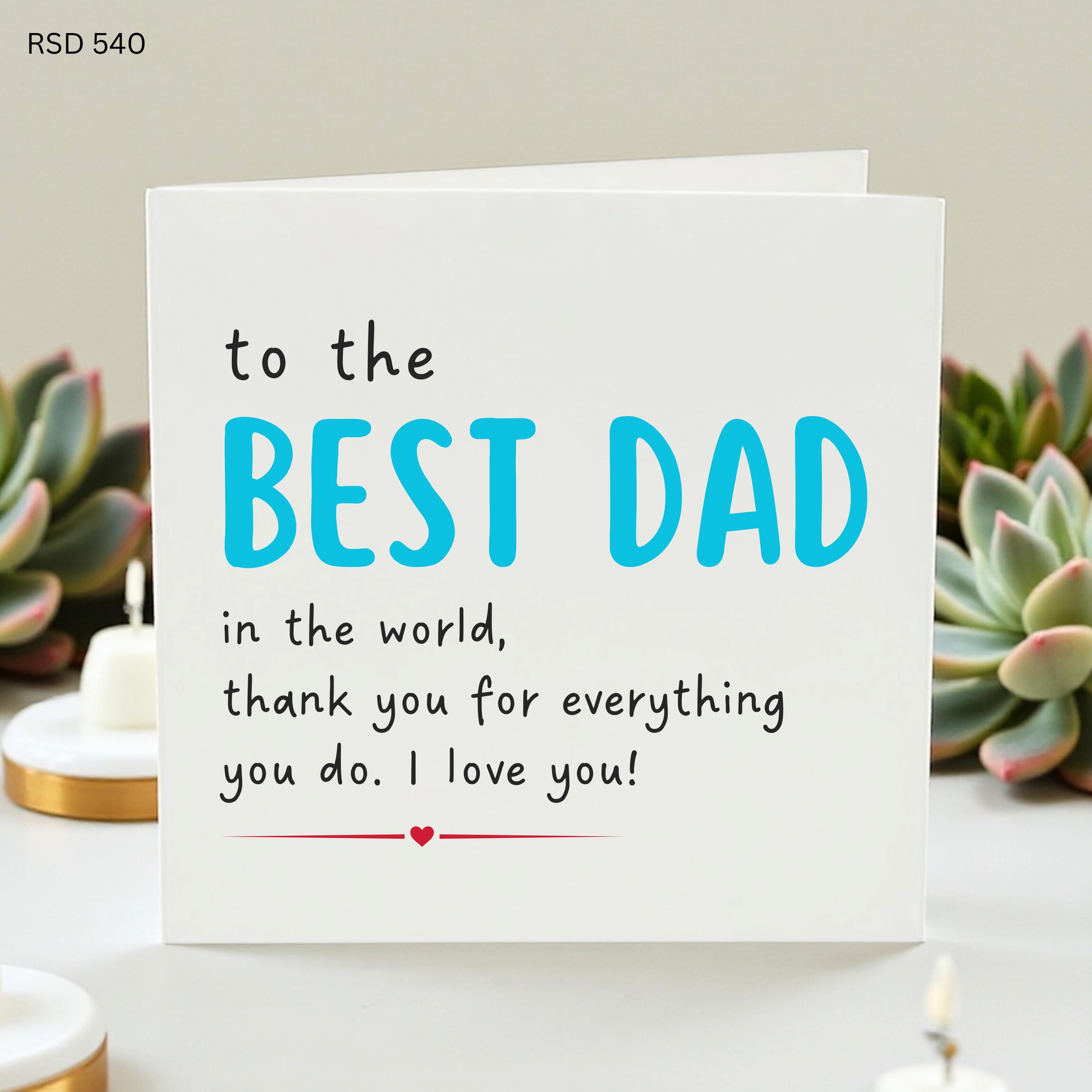 Best Dad in the World Card, Fathers Day Card for Dad, Cute Minimalist Greeting Card, Thank You Dad Gift, From Daughter, From Son, Love Dad